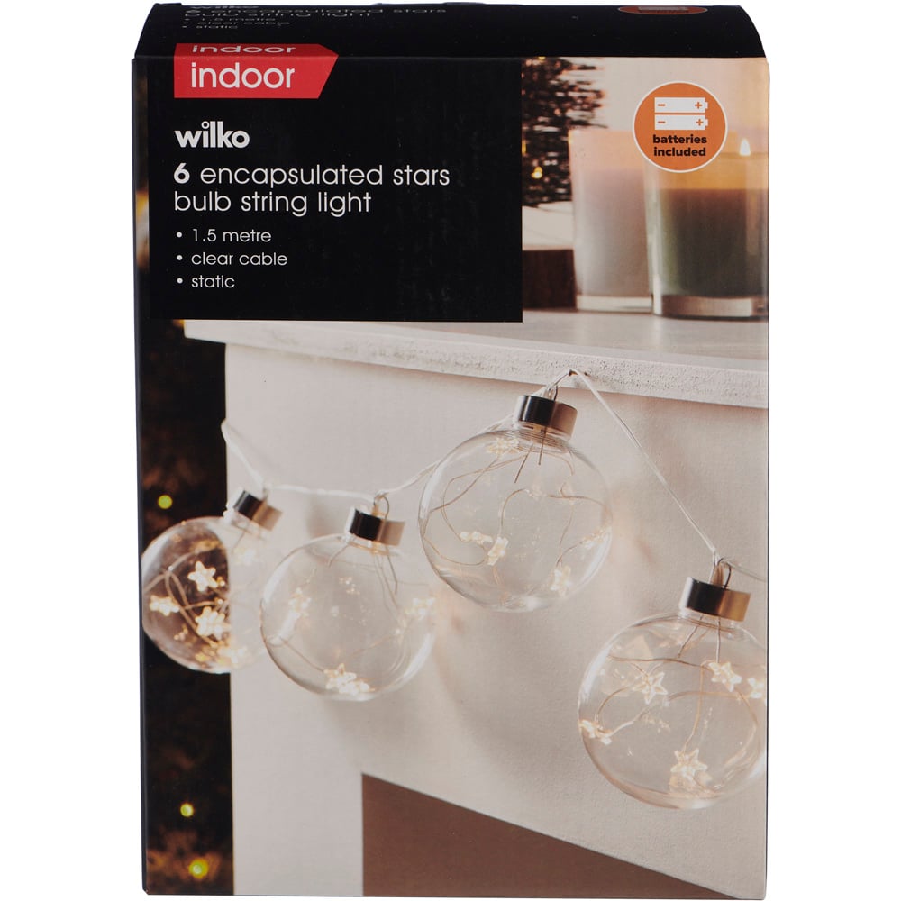 6 Encapsulated Stars Bulb String Light - Batteries Included