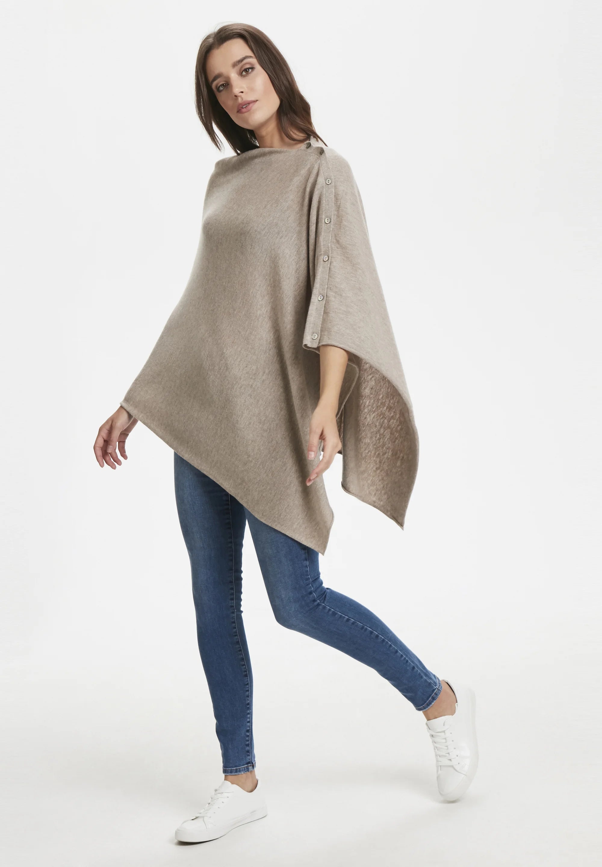 Cashmere Blend Poncho by 'Part Two' - Light Camel