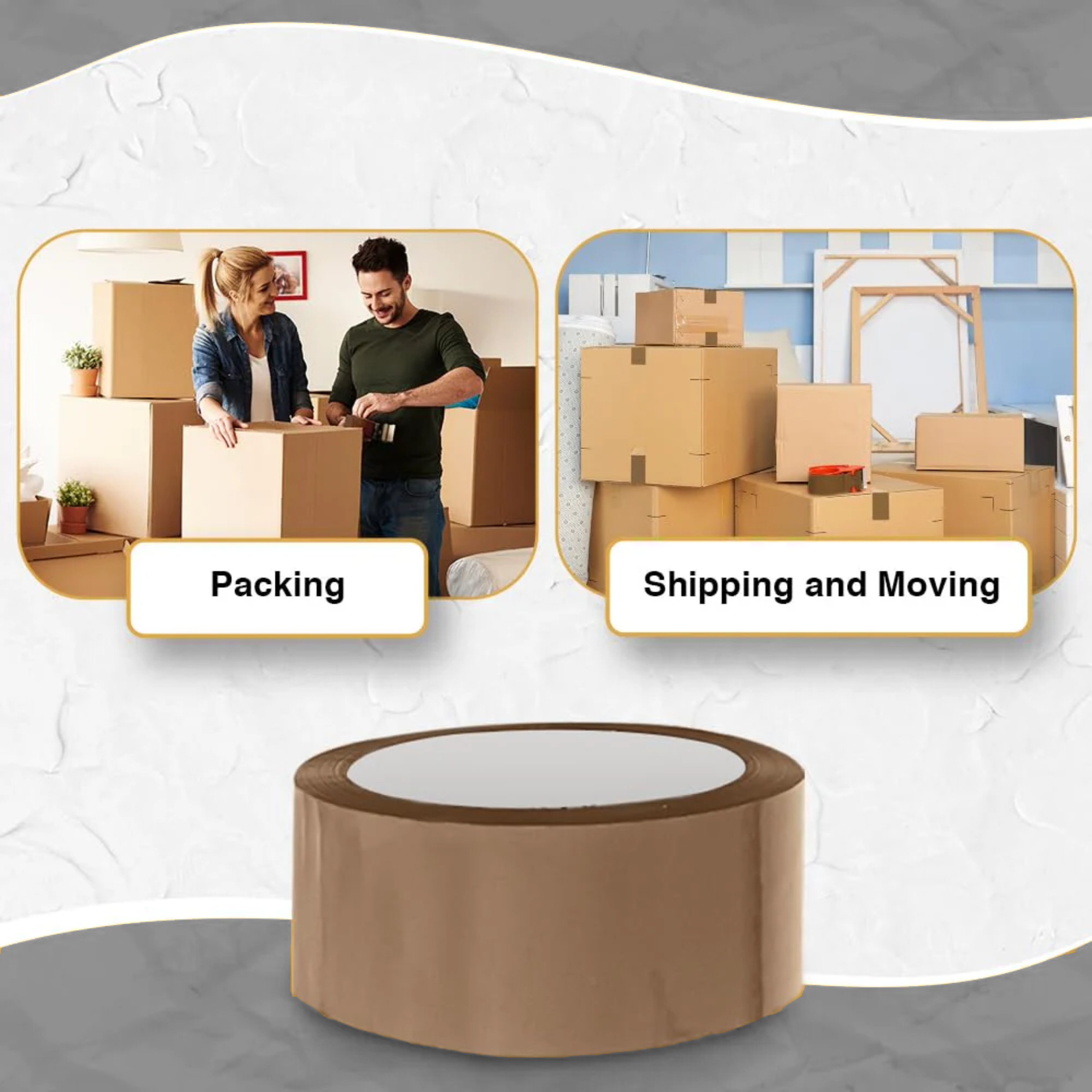 Brown Packing Sticky Tape 48mm x 66m - 3 Rolls