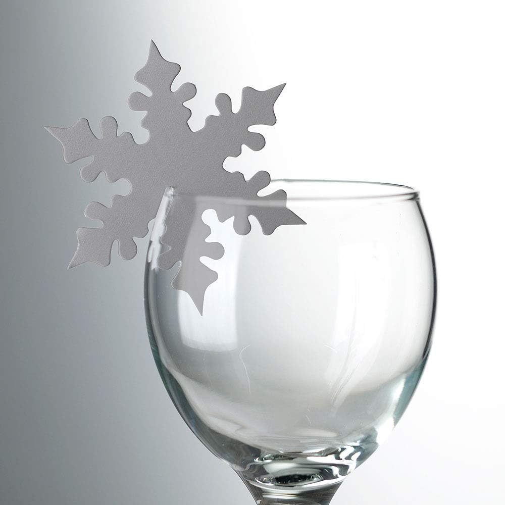 Silver Snowflake Place Cards for Glasses - 10pcs