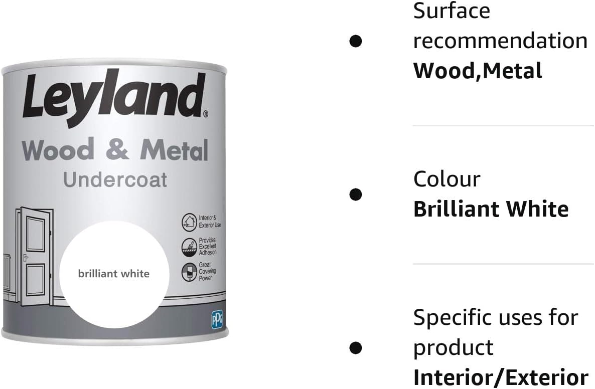 Leyland Wood and Metal Undercoat Paint 750ml - Brilliant White