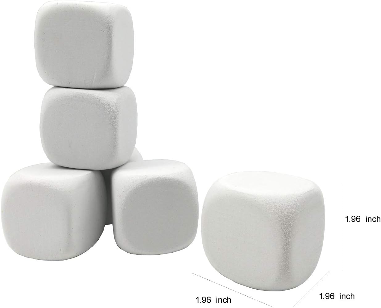 6 Sided Blank White Dice - 5pcs