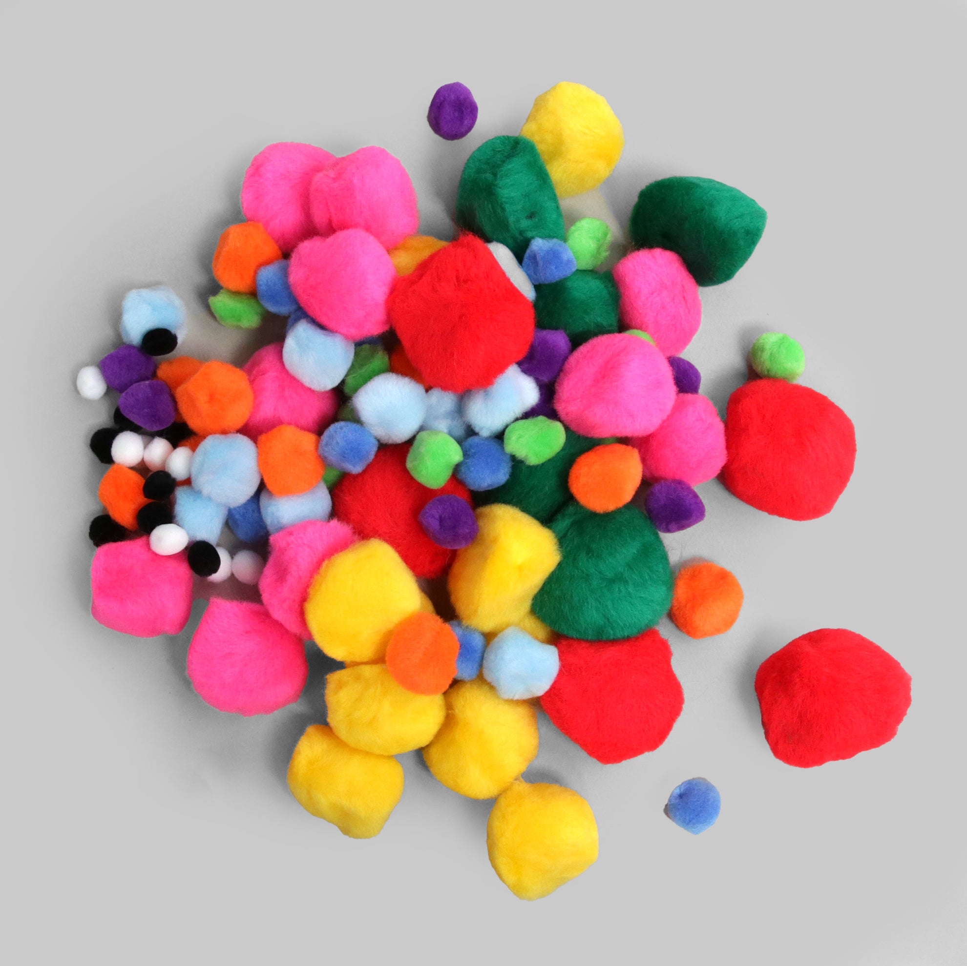 Mixed Colourful Pom Poms - Pack of 100