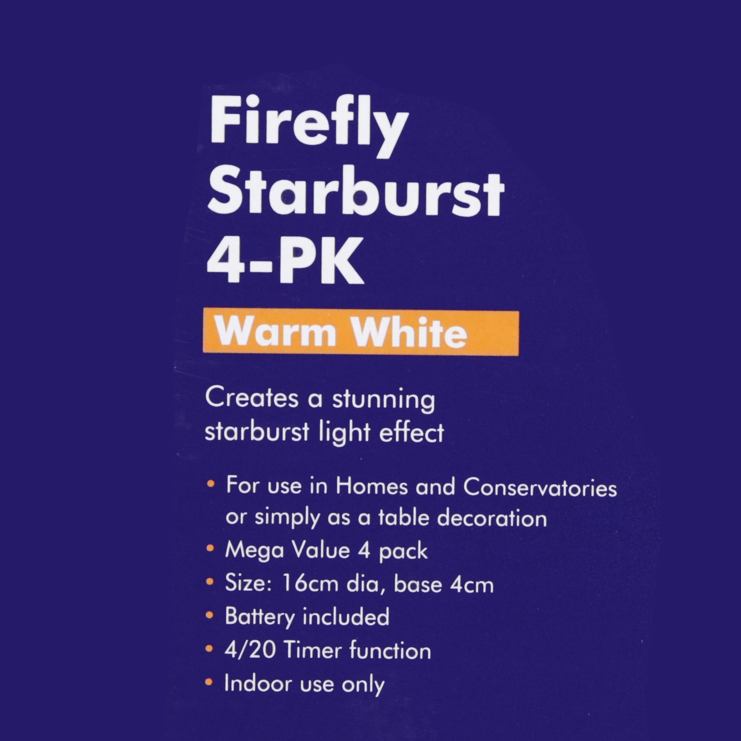 Firefly Starburst Indoor Lights - 4 Pack - batteries included.