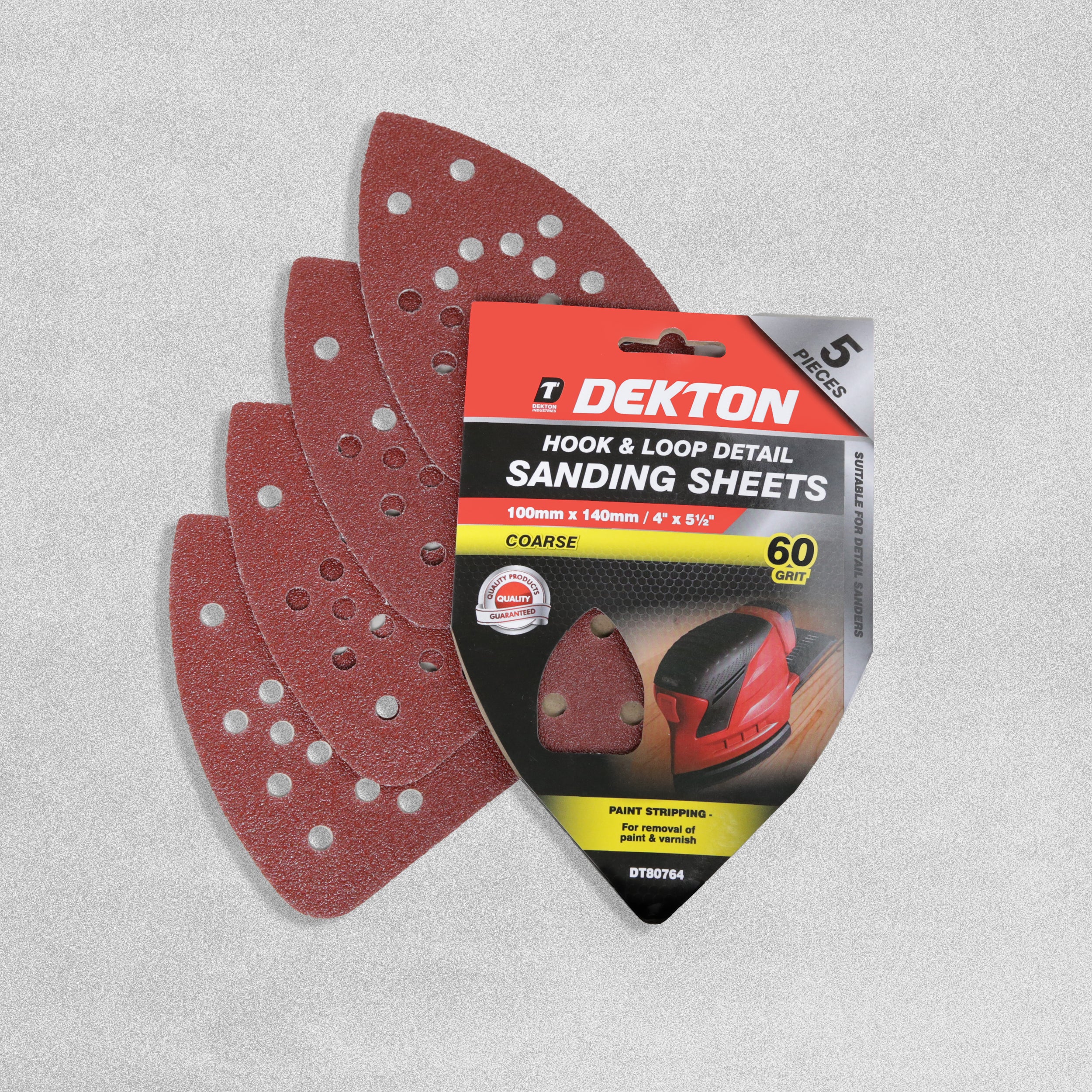 Dekton Hook & Loop Detail Sanding Pads 100mm x 140mm - Coarse