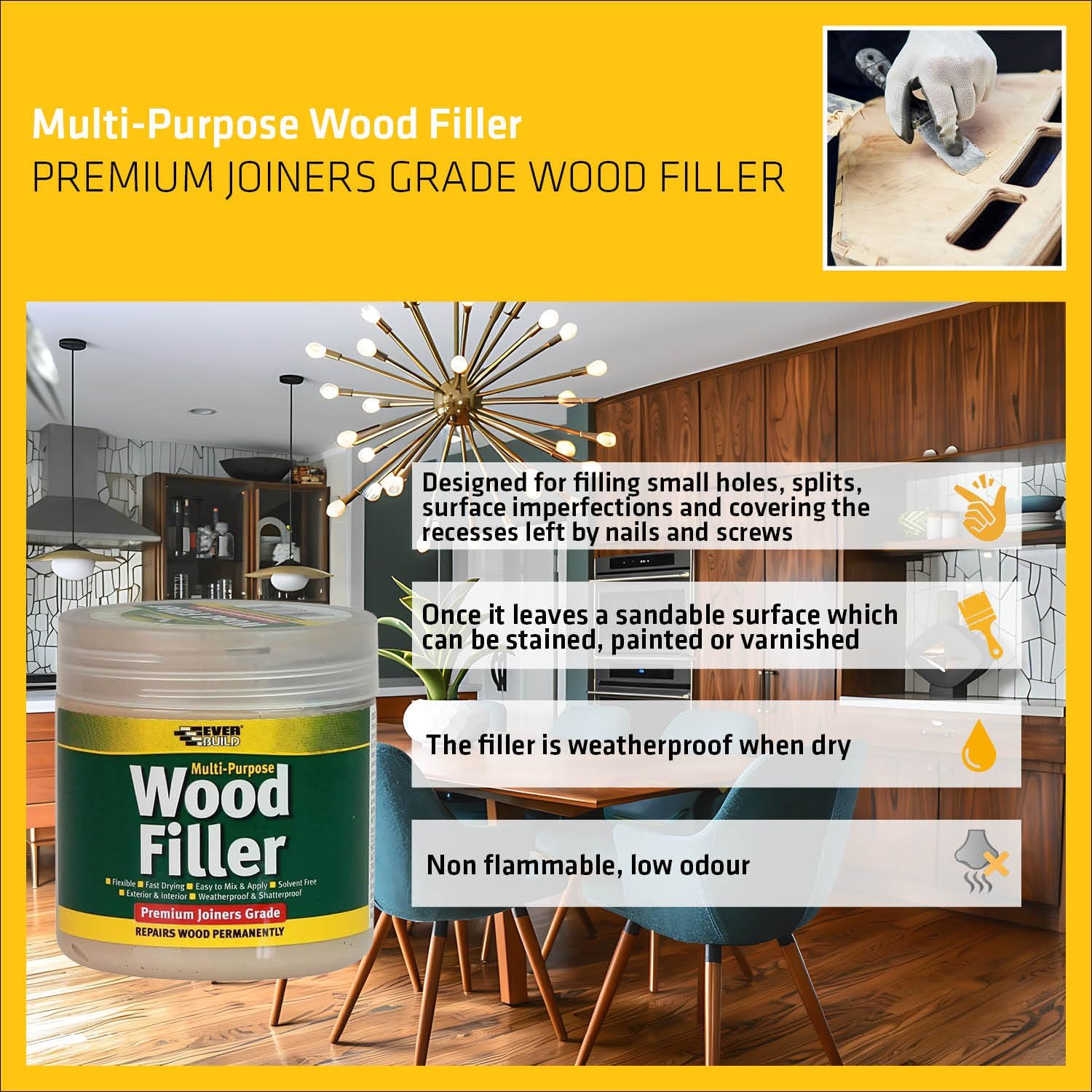 EverBuild Joiners Grade Wood Filler 250ml - Pine