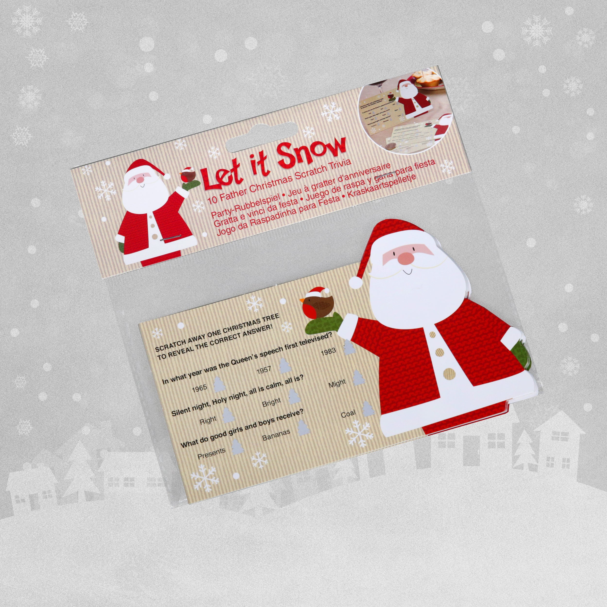 Let It Snow Father Christmas Scratch Trivia Cards - 10pcs