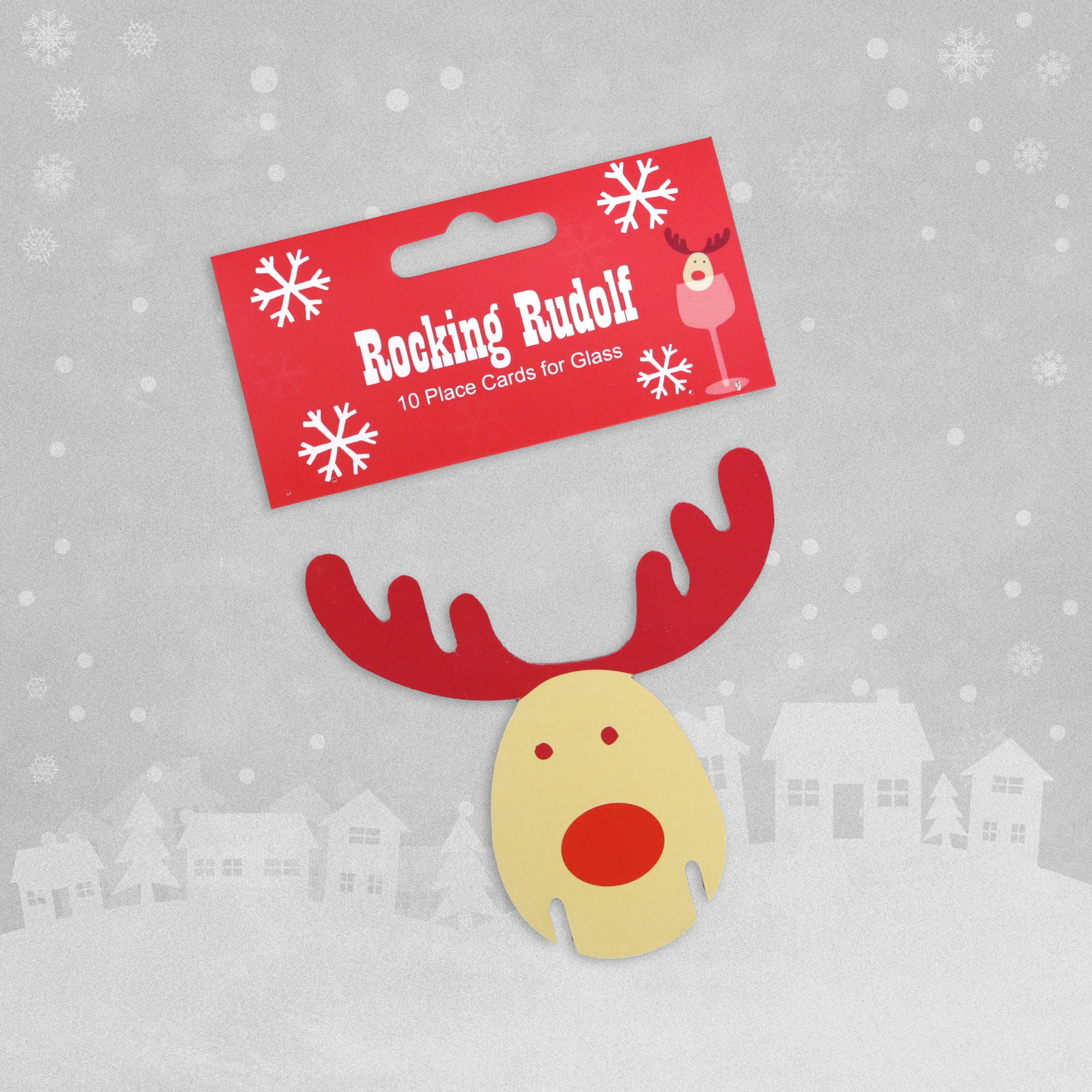 Rocking Rudolf Place Cards for Glass - 10pcs