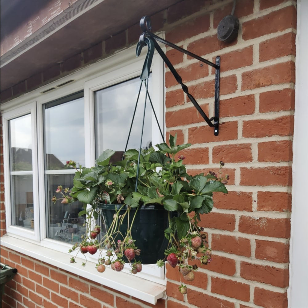 Green Jem Heavy Duty Garden Wall Hanging Basket Bracket - Black - 36 cm (14")