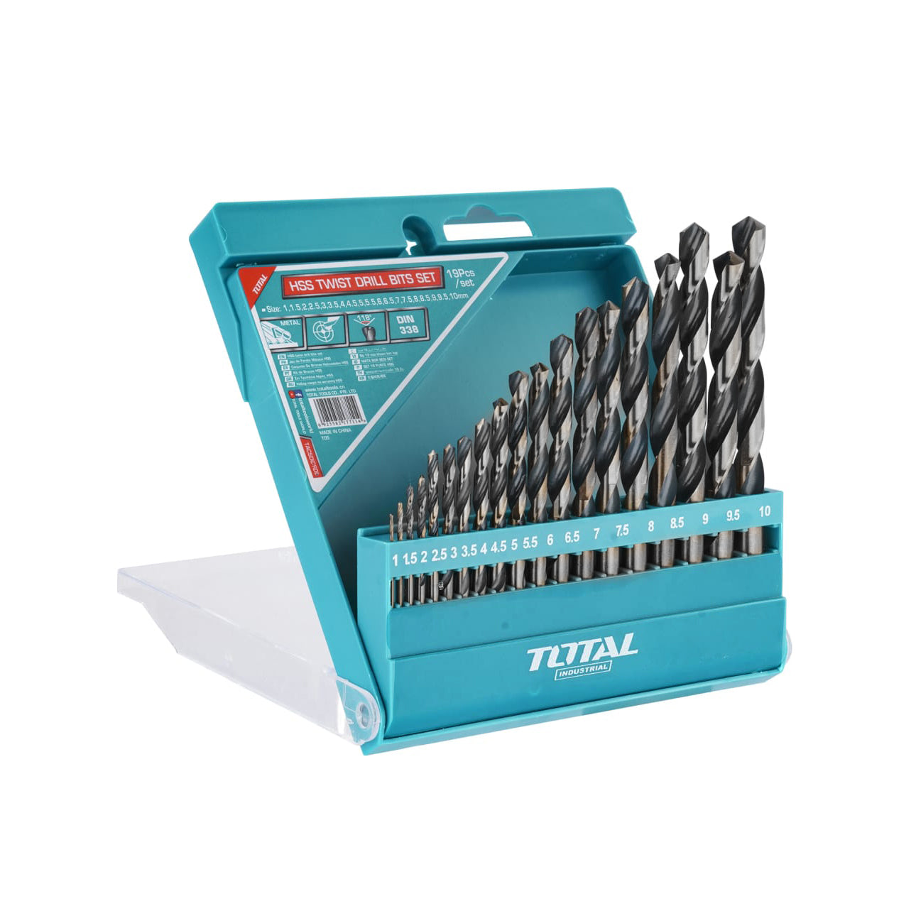 Total HSS Twist Drill Bits Set - 19pcs - TACDS0195