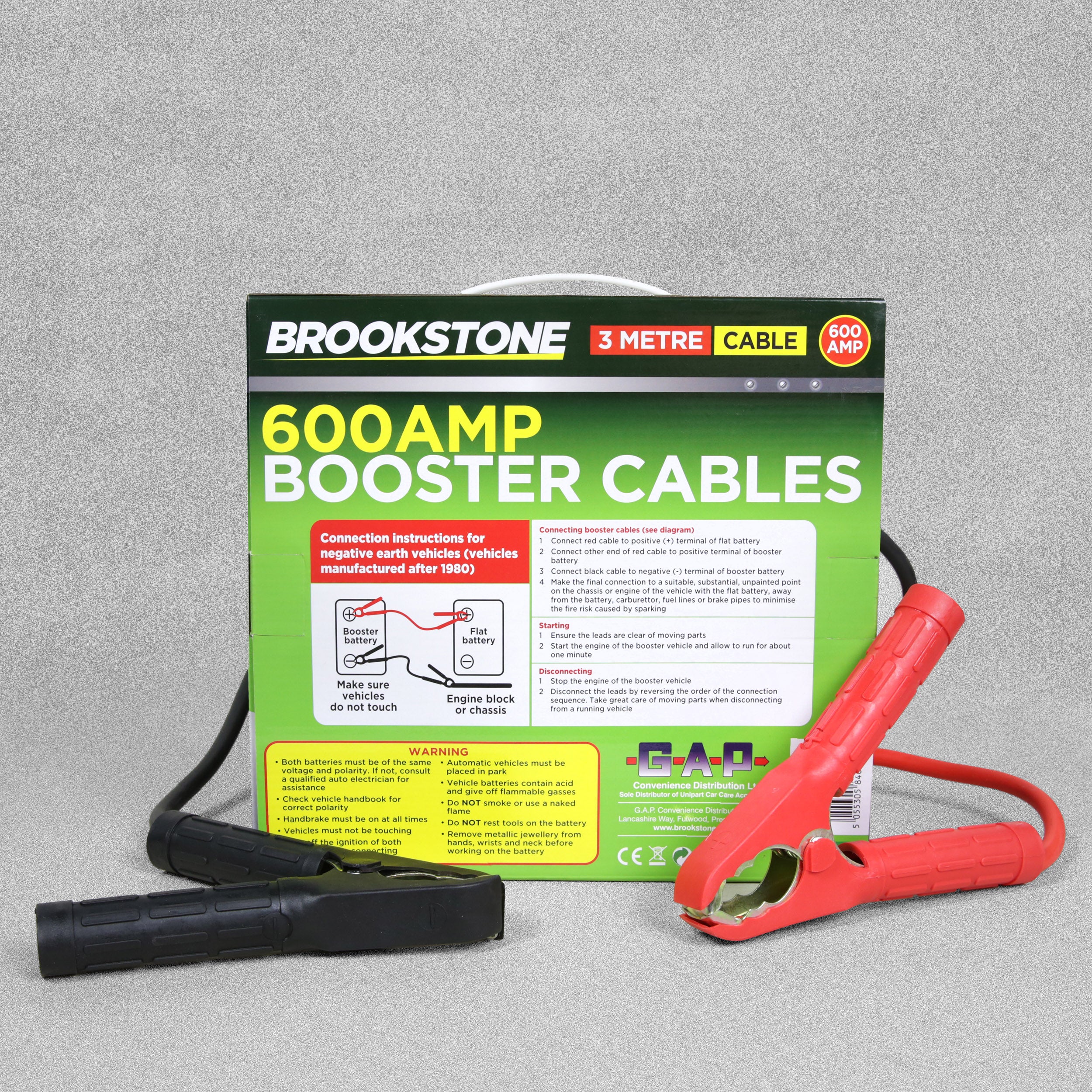 Brookstone 600 AMP Booster Cables Jump Leads 3 Metre