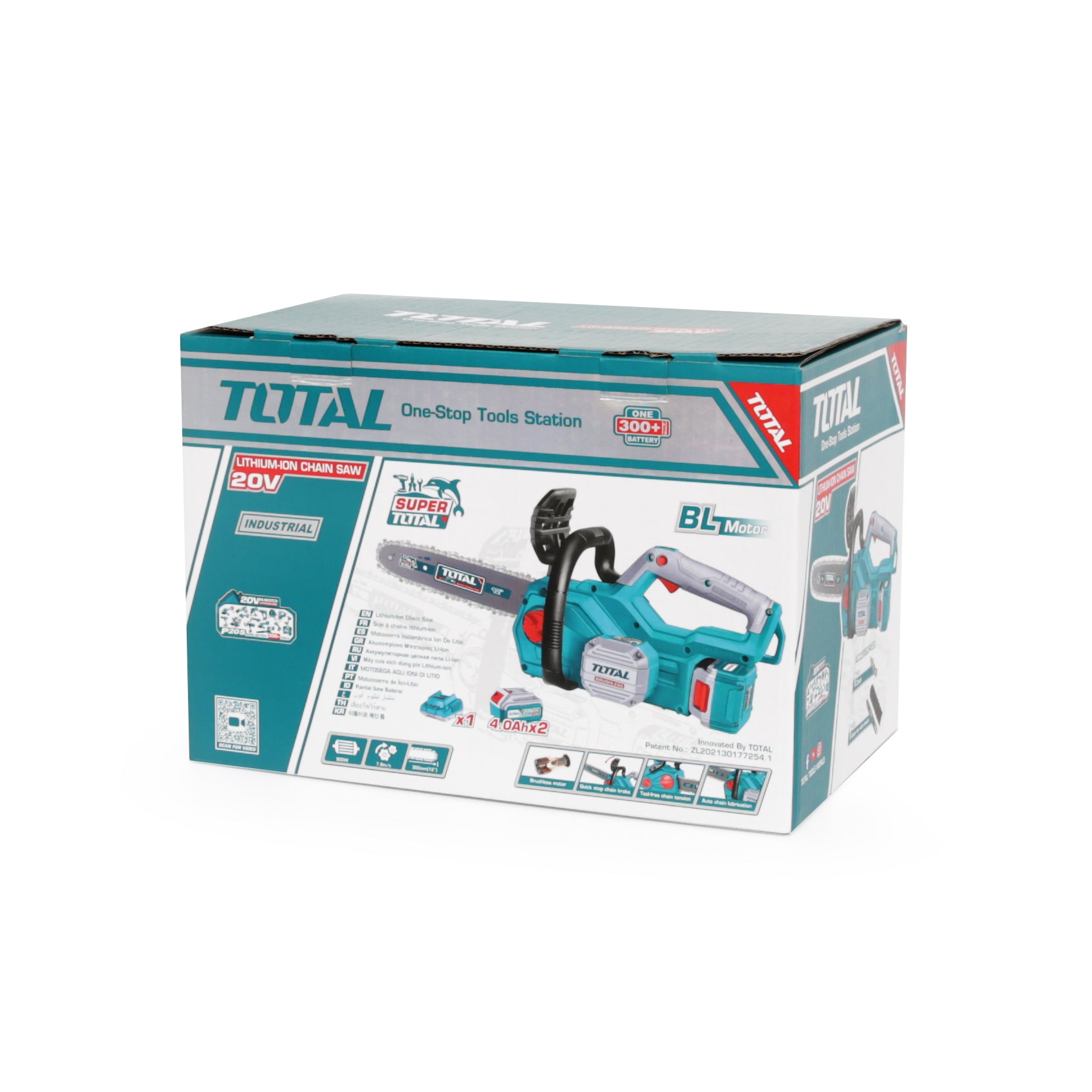 Total Li-Ion 20V Chain Saw (with 2 x Batteries & Charger) - TGSLI201286