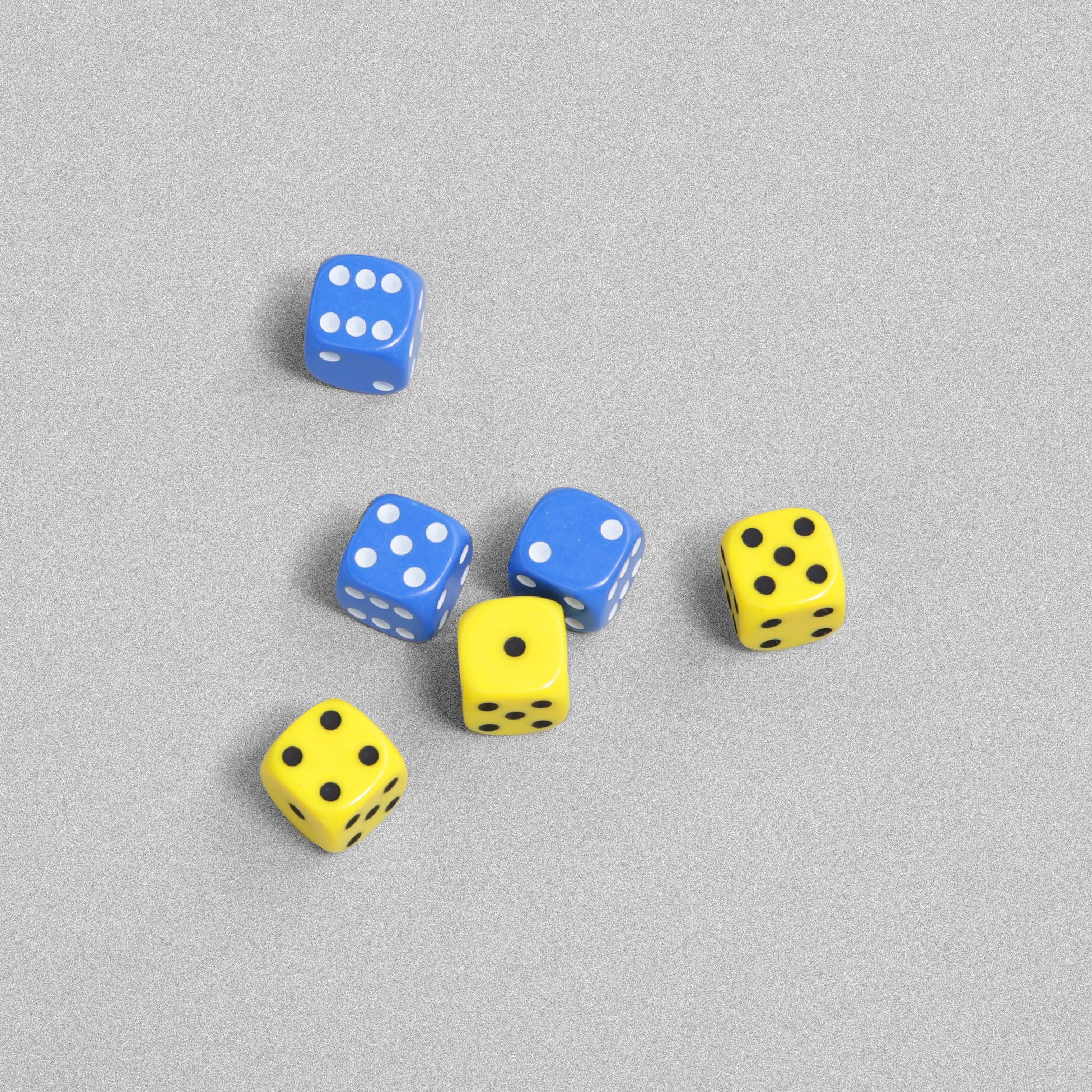 Multi-Coloured Dice - 6pcs - Blue & Yellow