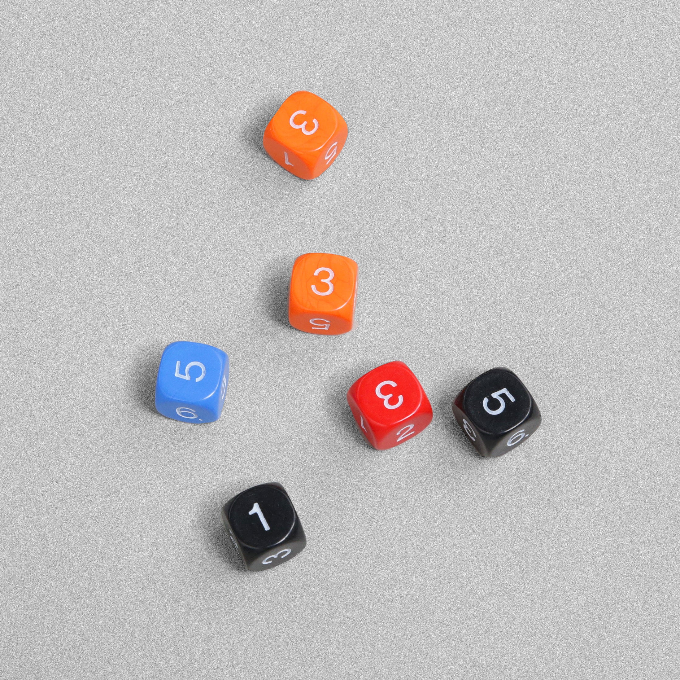 Multi-Coloured Numbered Dice - 6pcs