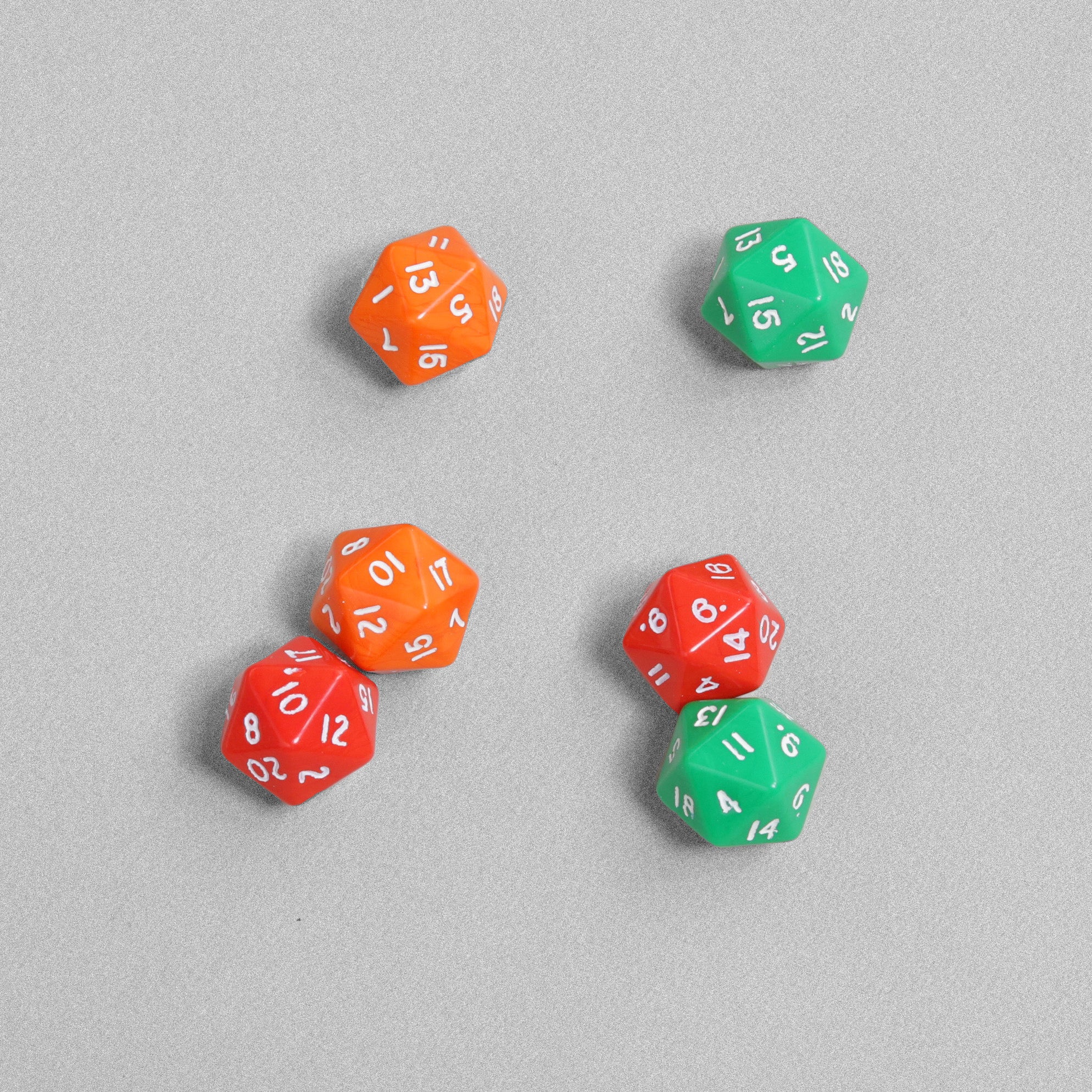 Multi-Coloured Maths Dice - 6pcs - Red, Green & Orange