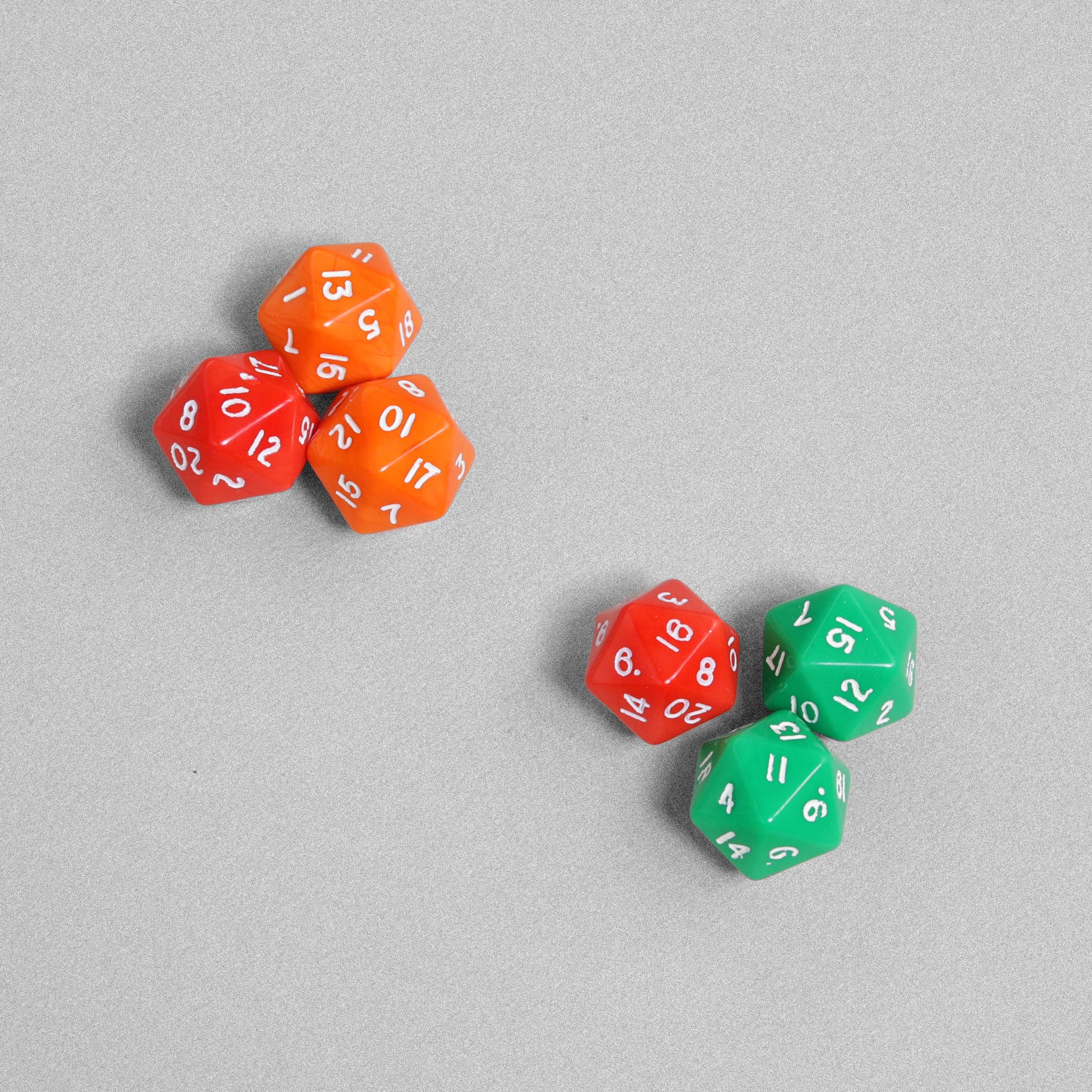 Multi-Coloured Maths Dice - 6pcs - Red, Green & Orange