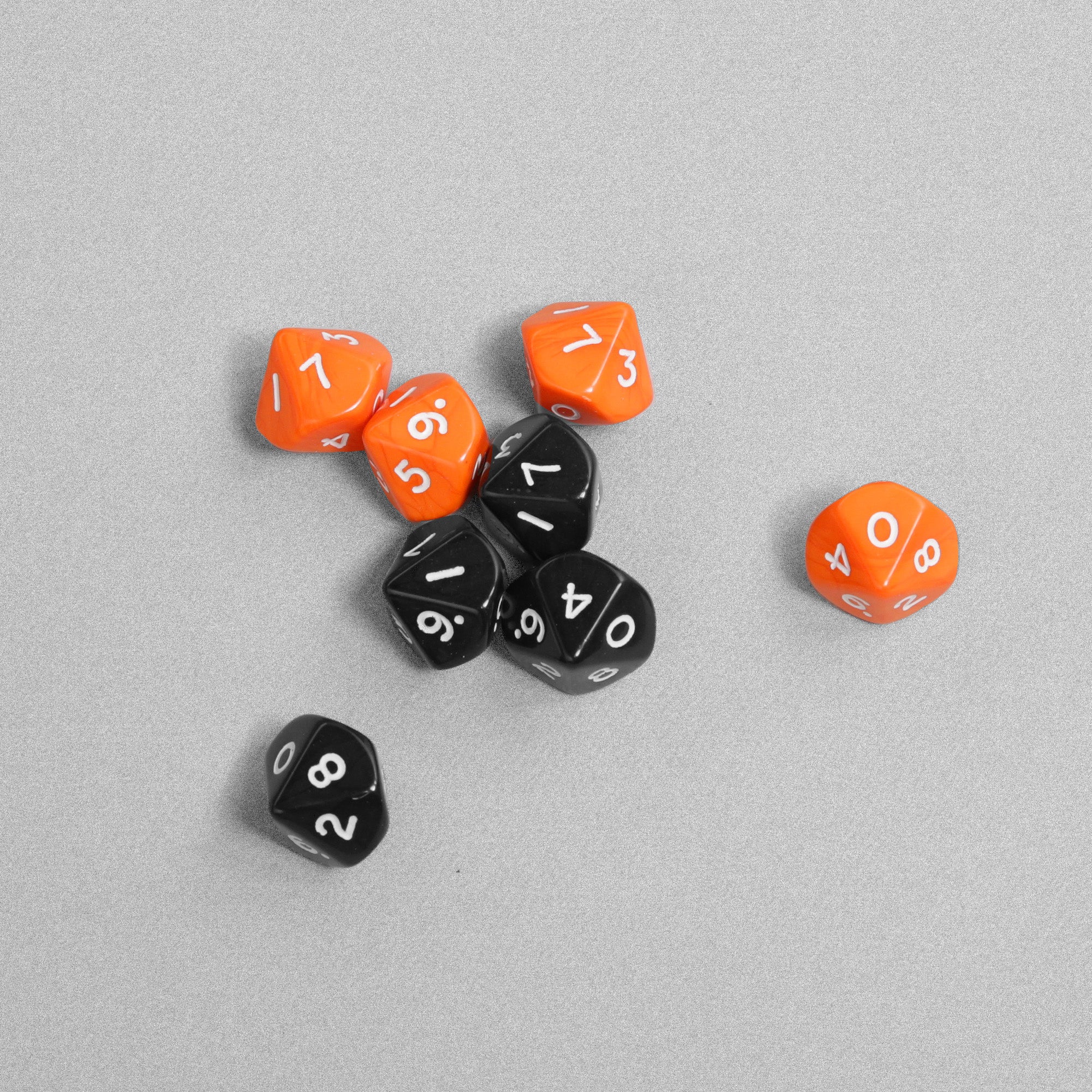 Multi-Coloured Maths Dice - 8pcs - Black & Orange