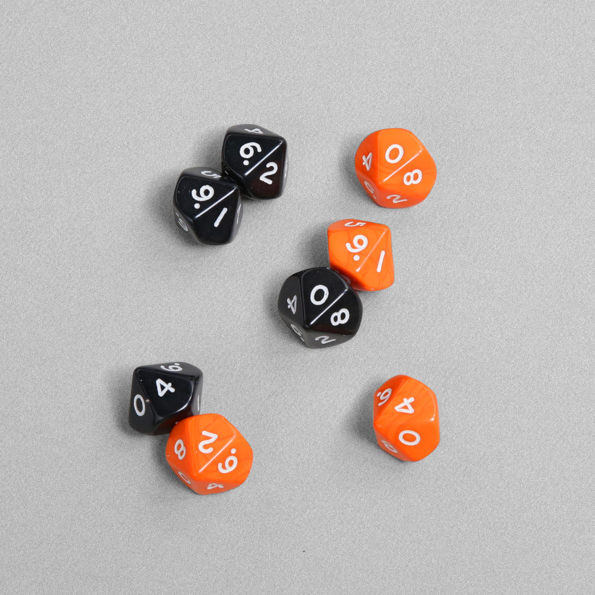 Multi-Coloured Maths Dice - 8pcs - Black & Orange