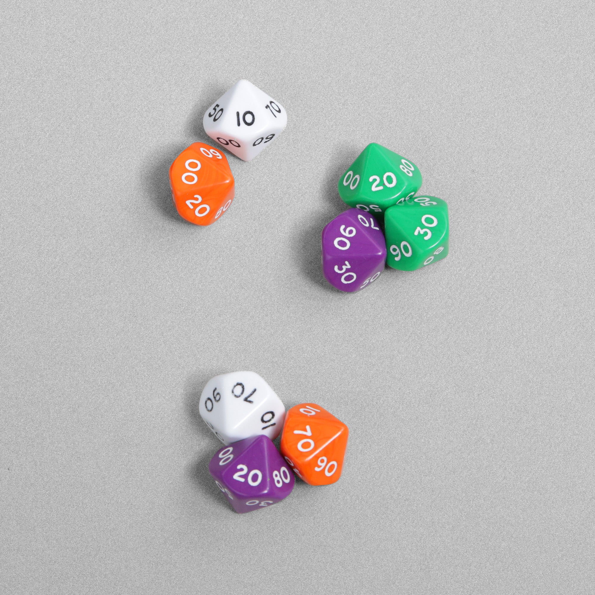 Multi-Coloured Maths Dice - 8pcs - Orange, Green, White & Purple