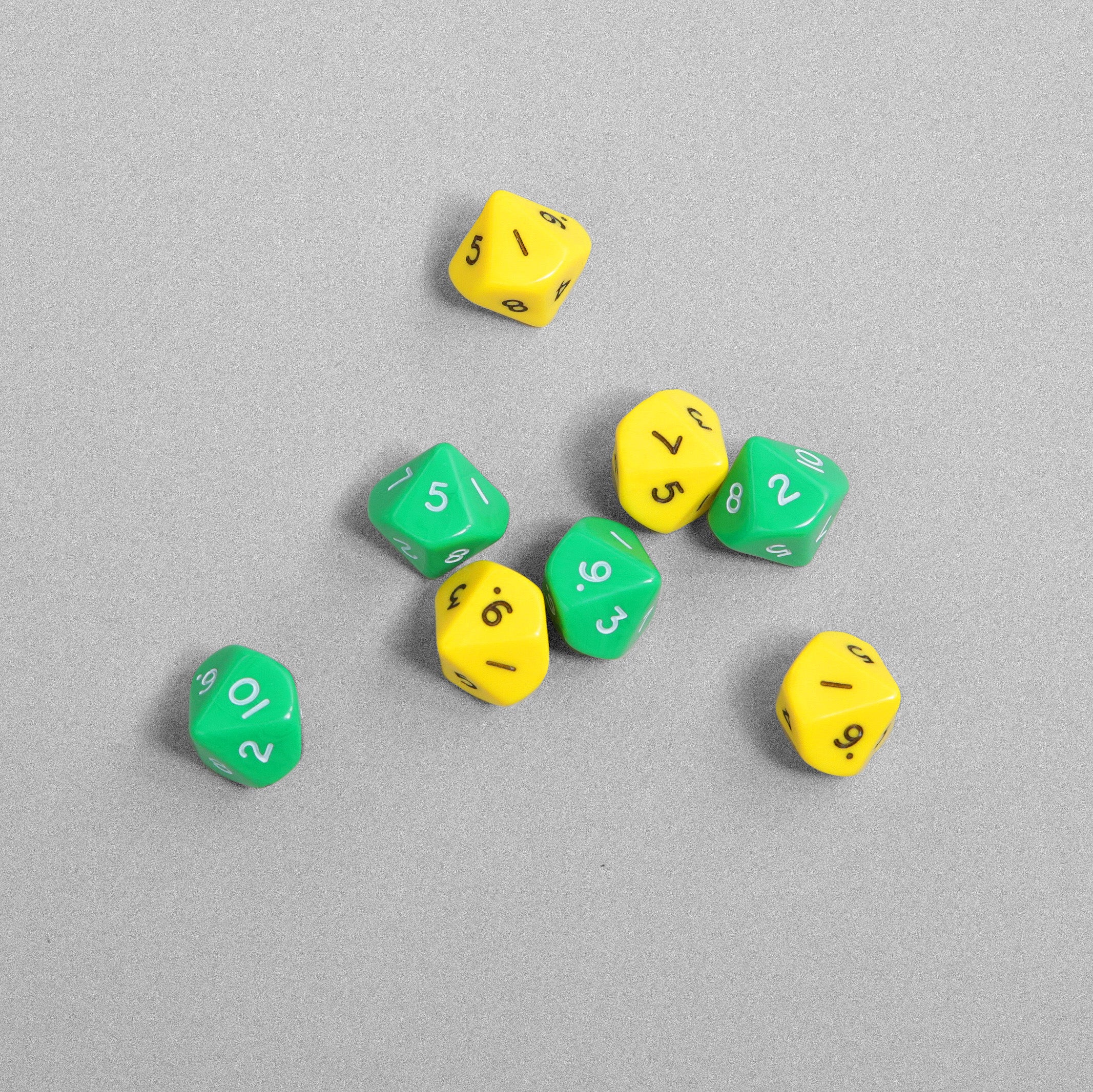 Multi-Coloured Maths Dice - 8pcs - Green & Yellow