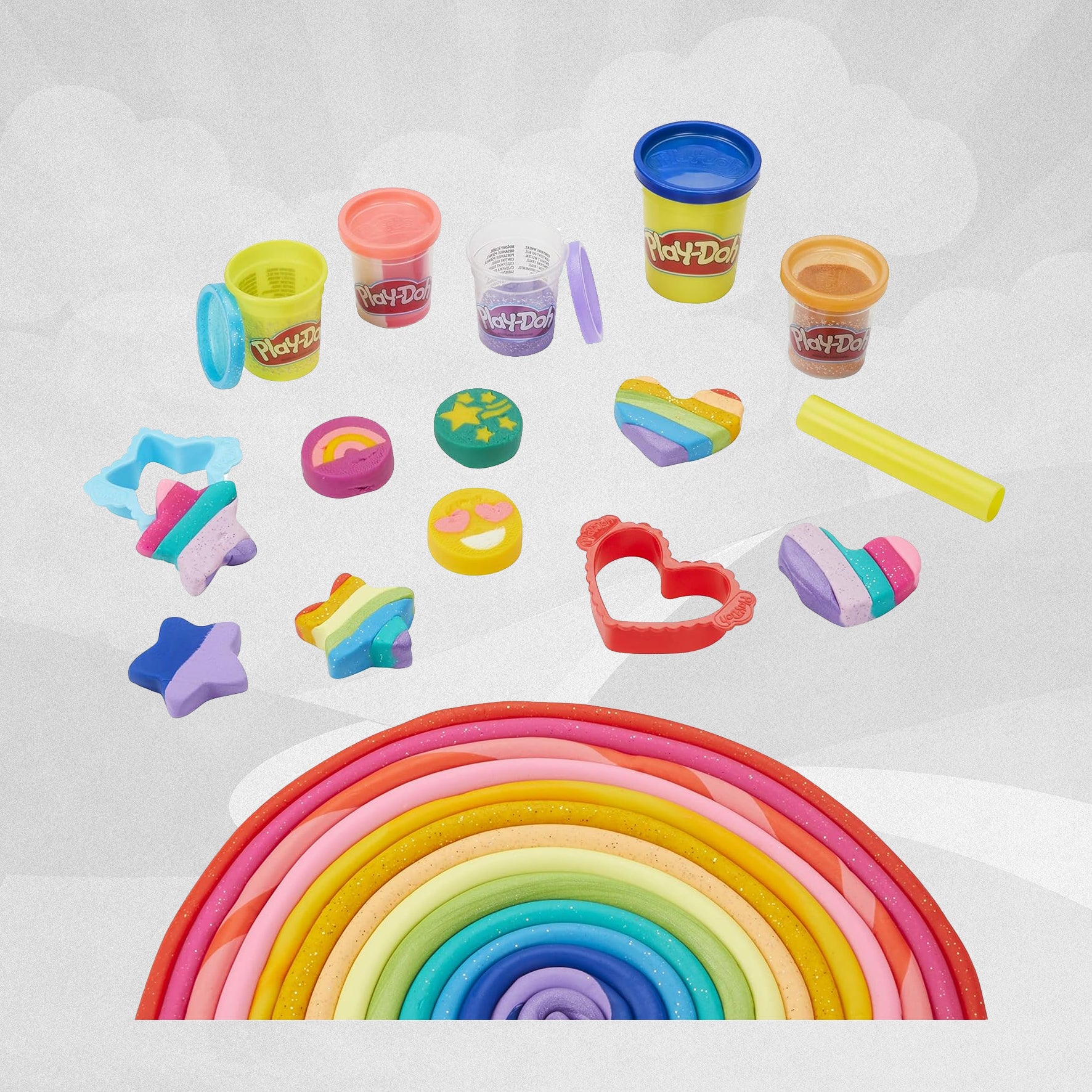 Play Doh Bright n Happy Variety Pack with 21 Pots Including Sparkle and Metallic Shine