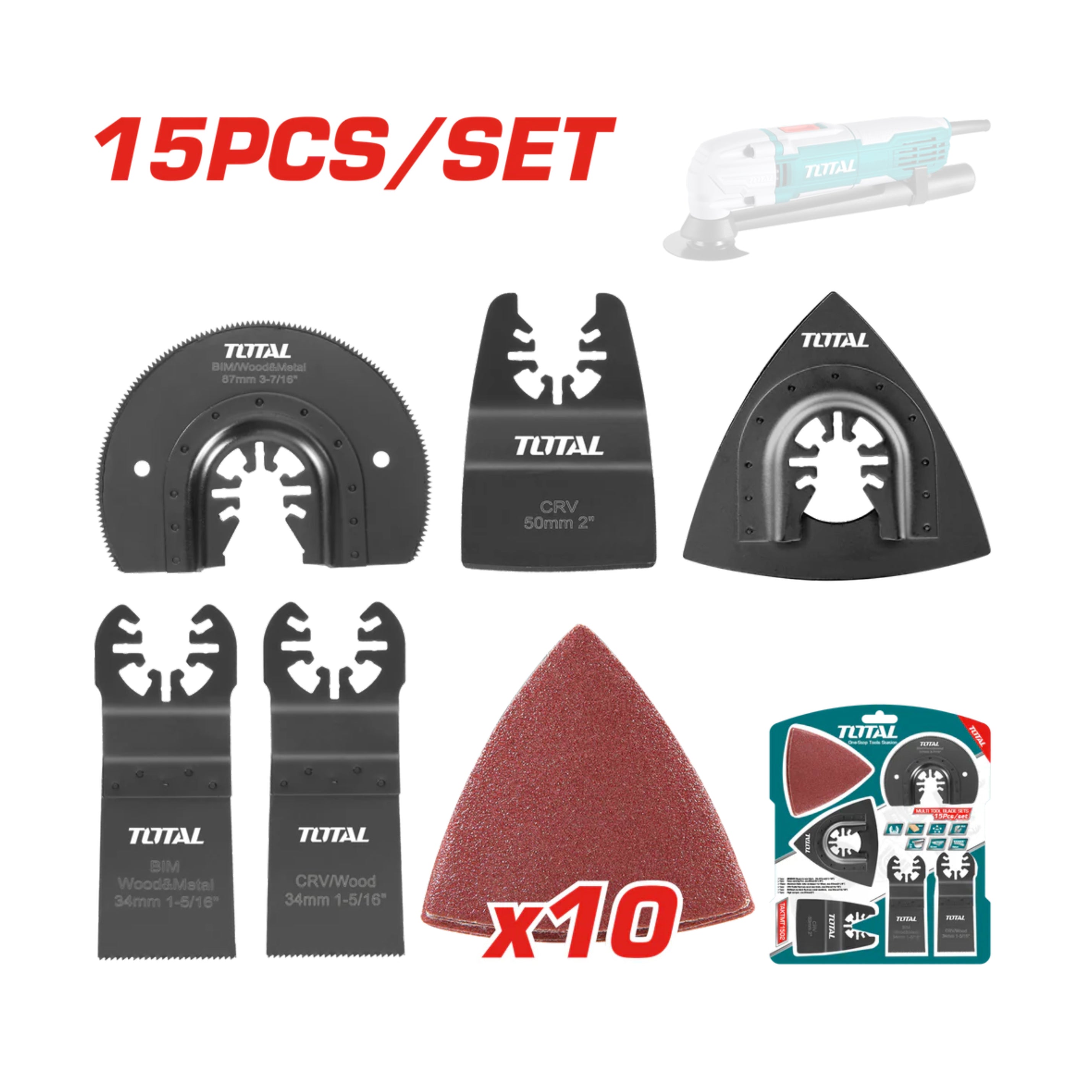 Total Multi Tool Blades Set - 15pcs - TAKTMT1502