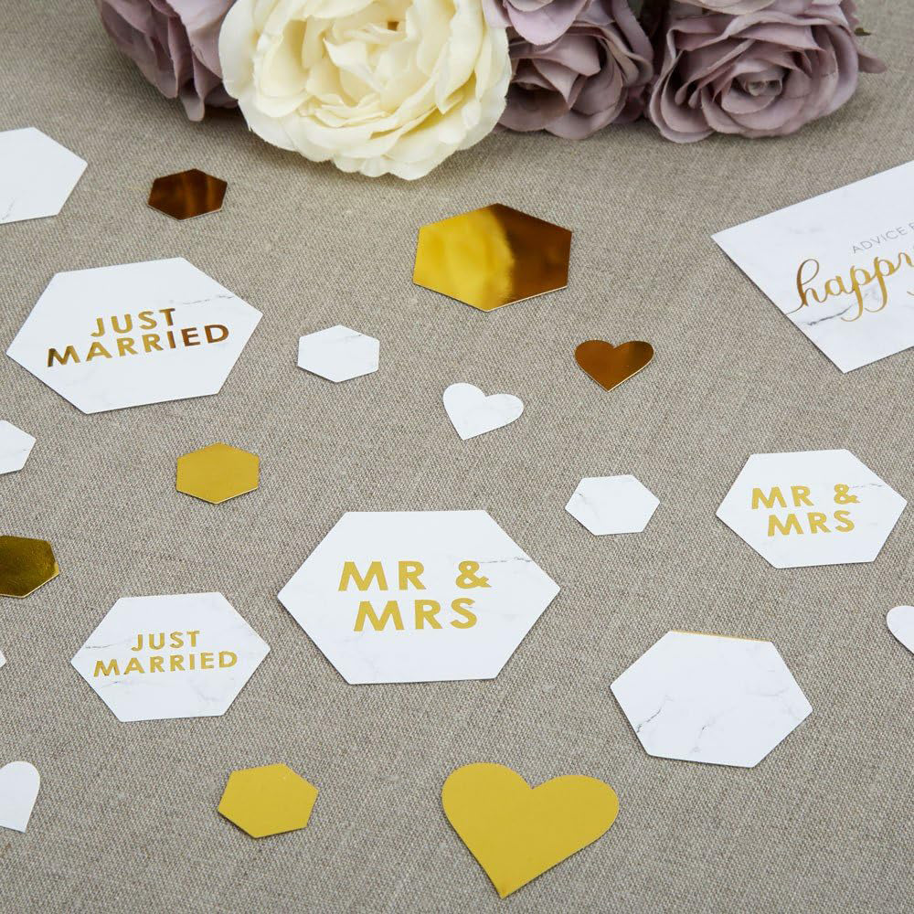 Neviti Mr and Mrs Table Scatters - Gold and White