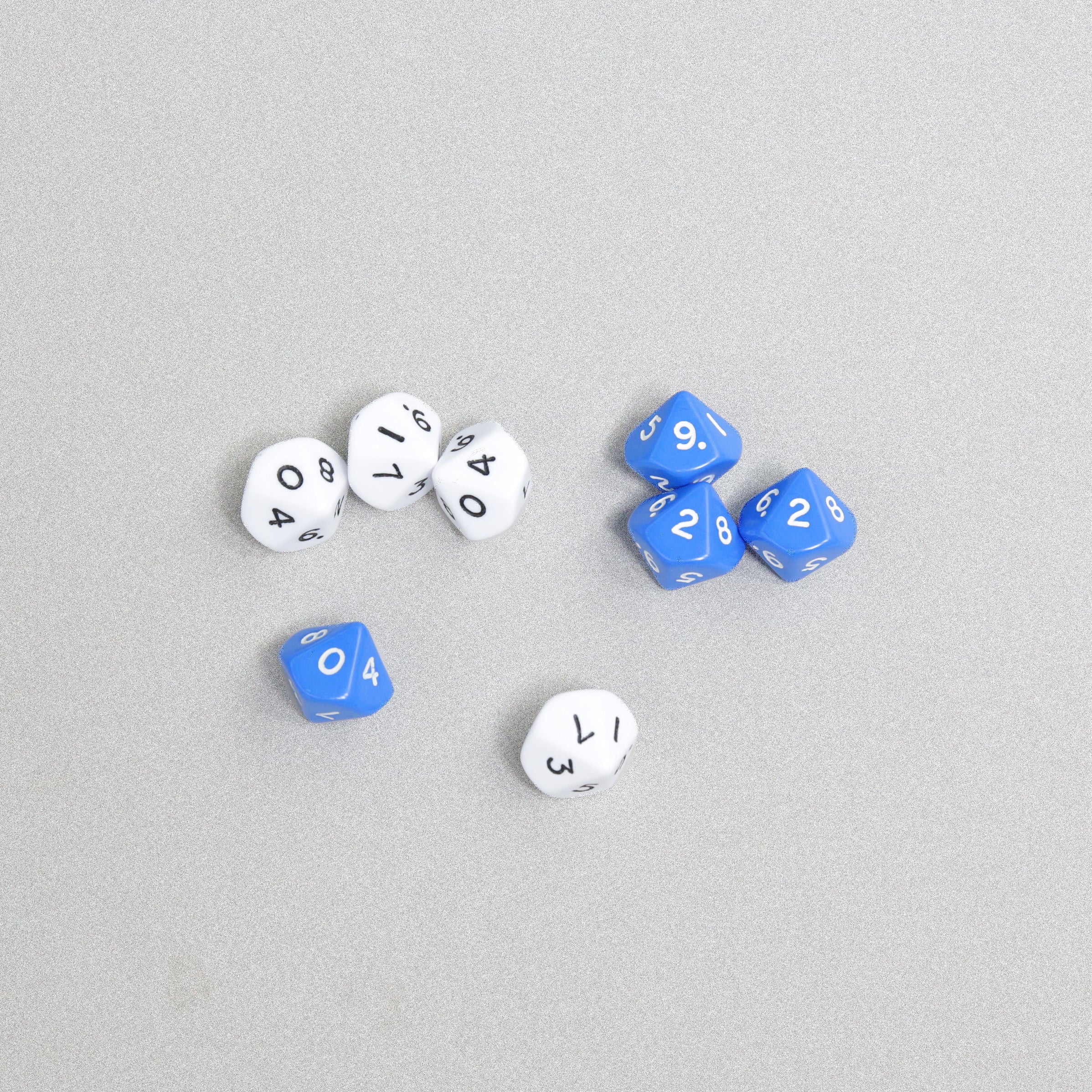 Multi-Coloured Maths Dice - 8pcs - Blue and White