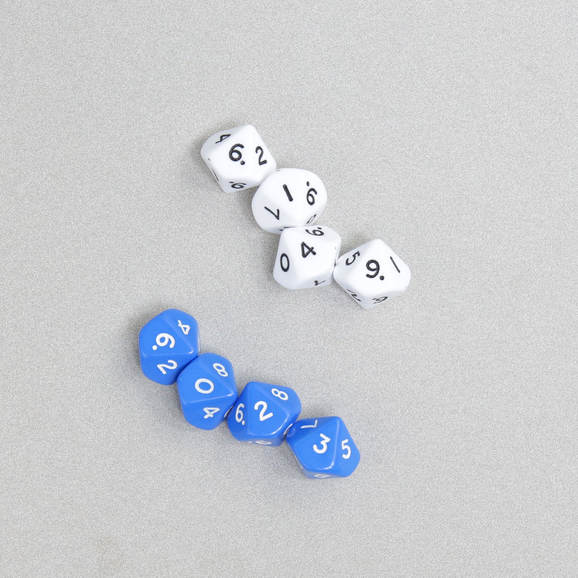 Multi-Coloured Maths Dice - 8pcs - Blue and White