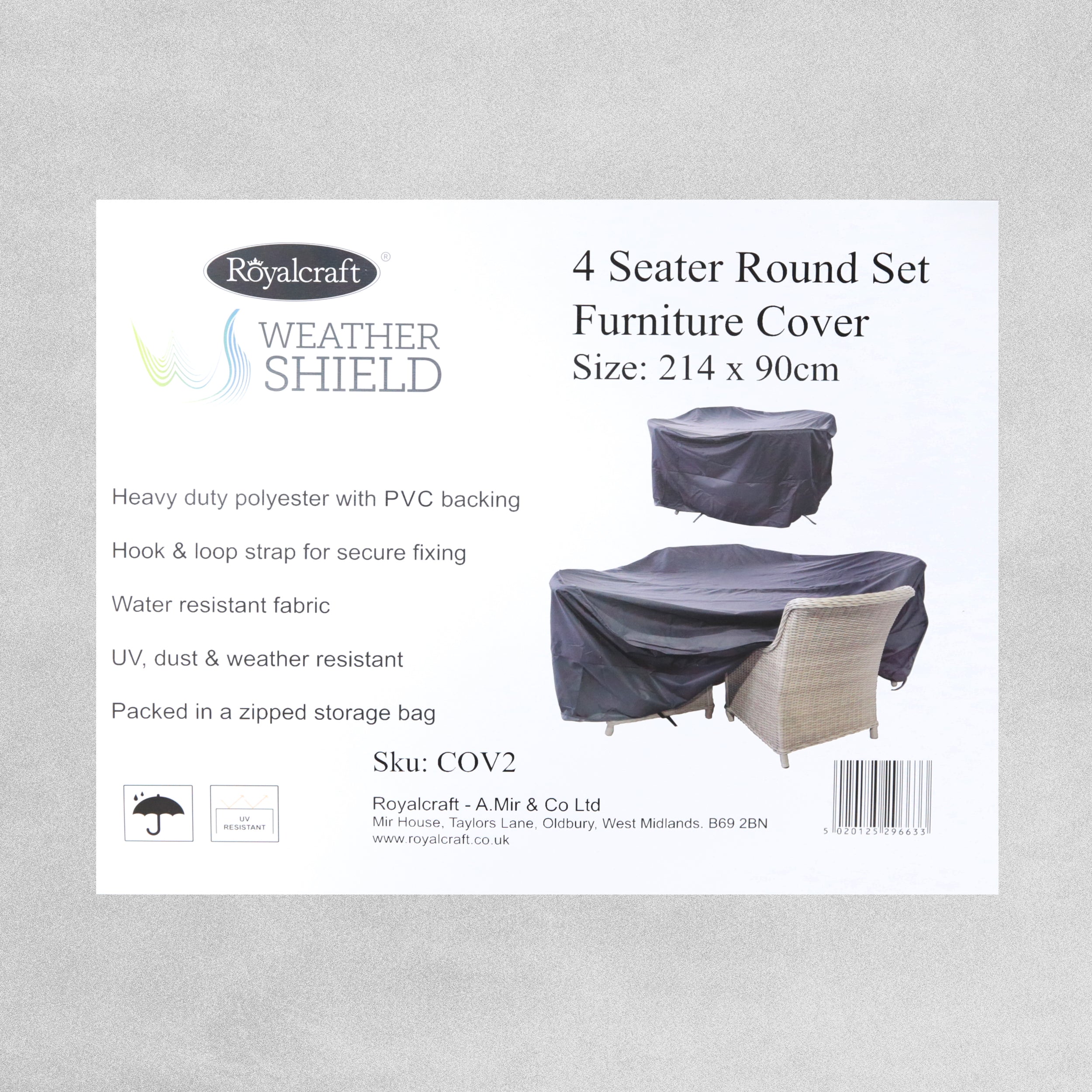 Royalcraft Weathershield - 4 Seater Round Set Furniture Cover - Black