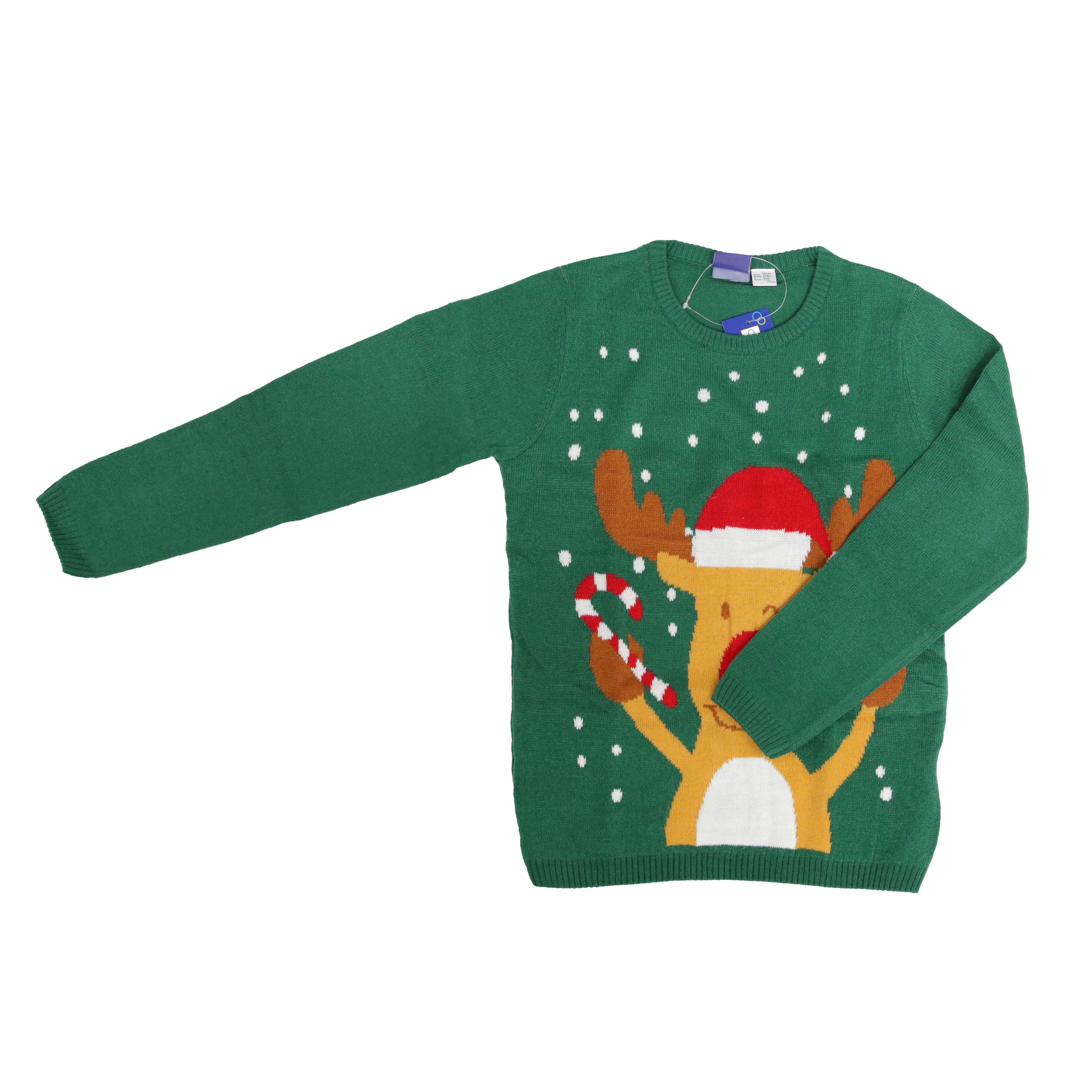 Kids Christmas Jumper - Reindeer (Green) - Various Sizes Available