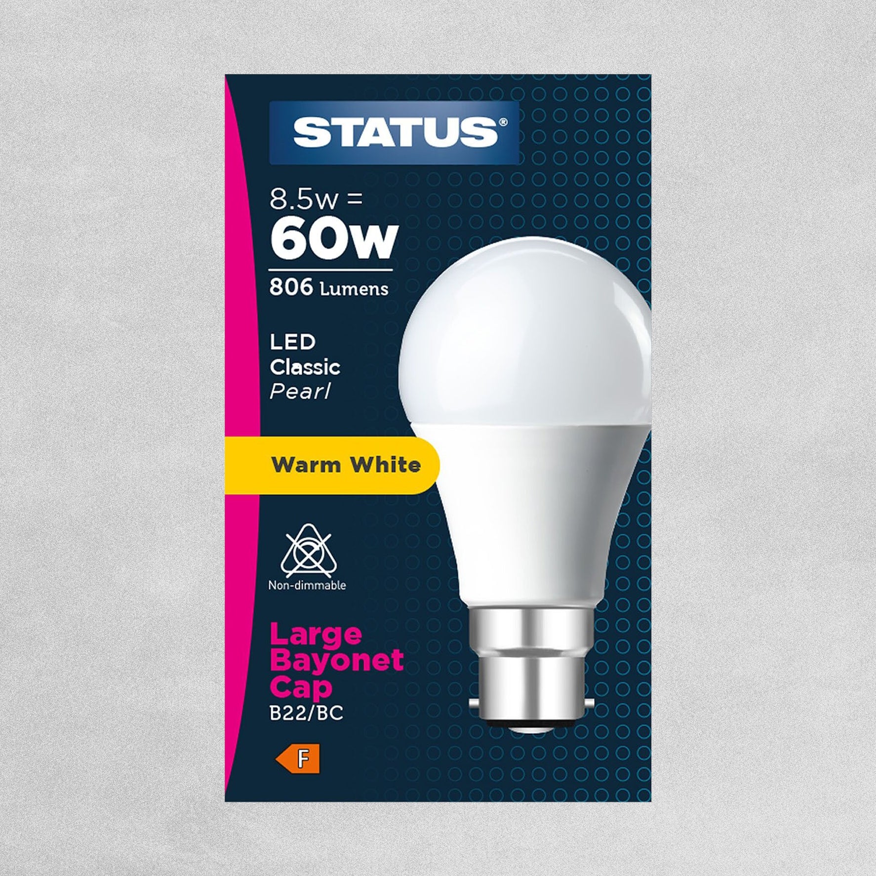 Status LED Classic Pearl Bulb B22/BC 8.5w=60w - Warm White