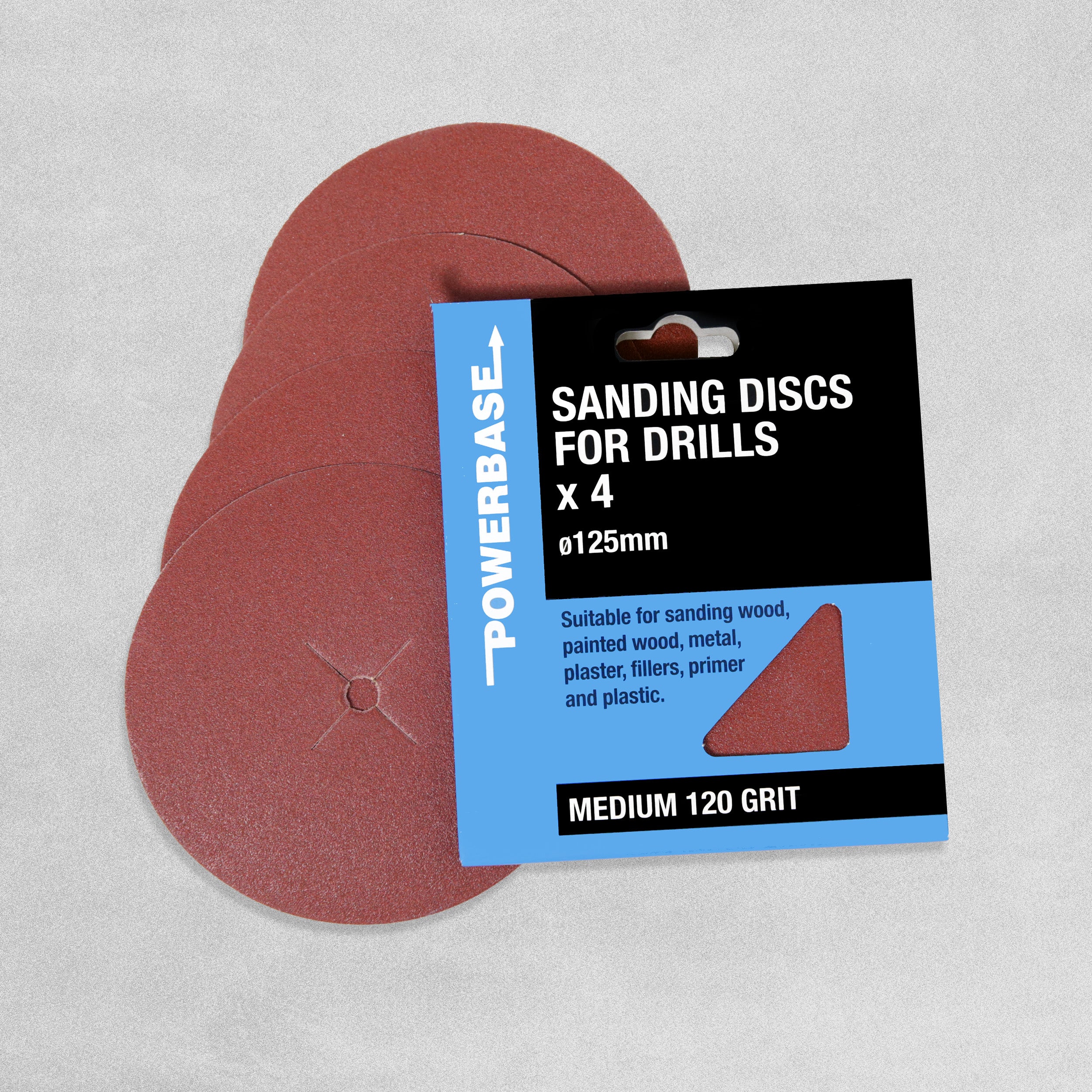 Powerbase Sanding Discs for Drills 125mm Diameter 4 Pack