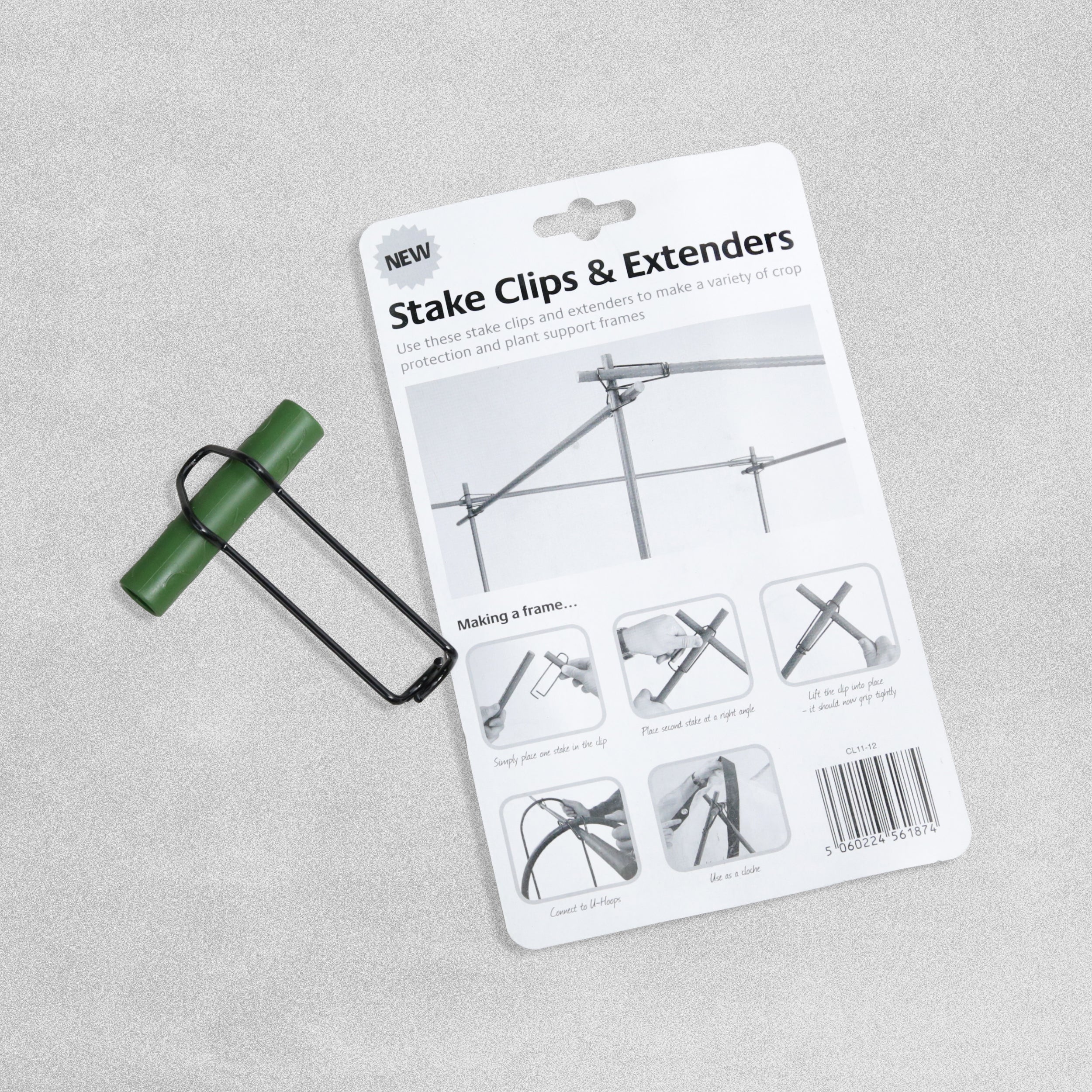 Green Tree Stake Clips & Extenders 11mm (12 clips & 4 extenders)