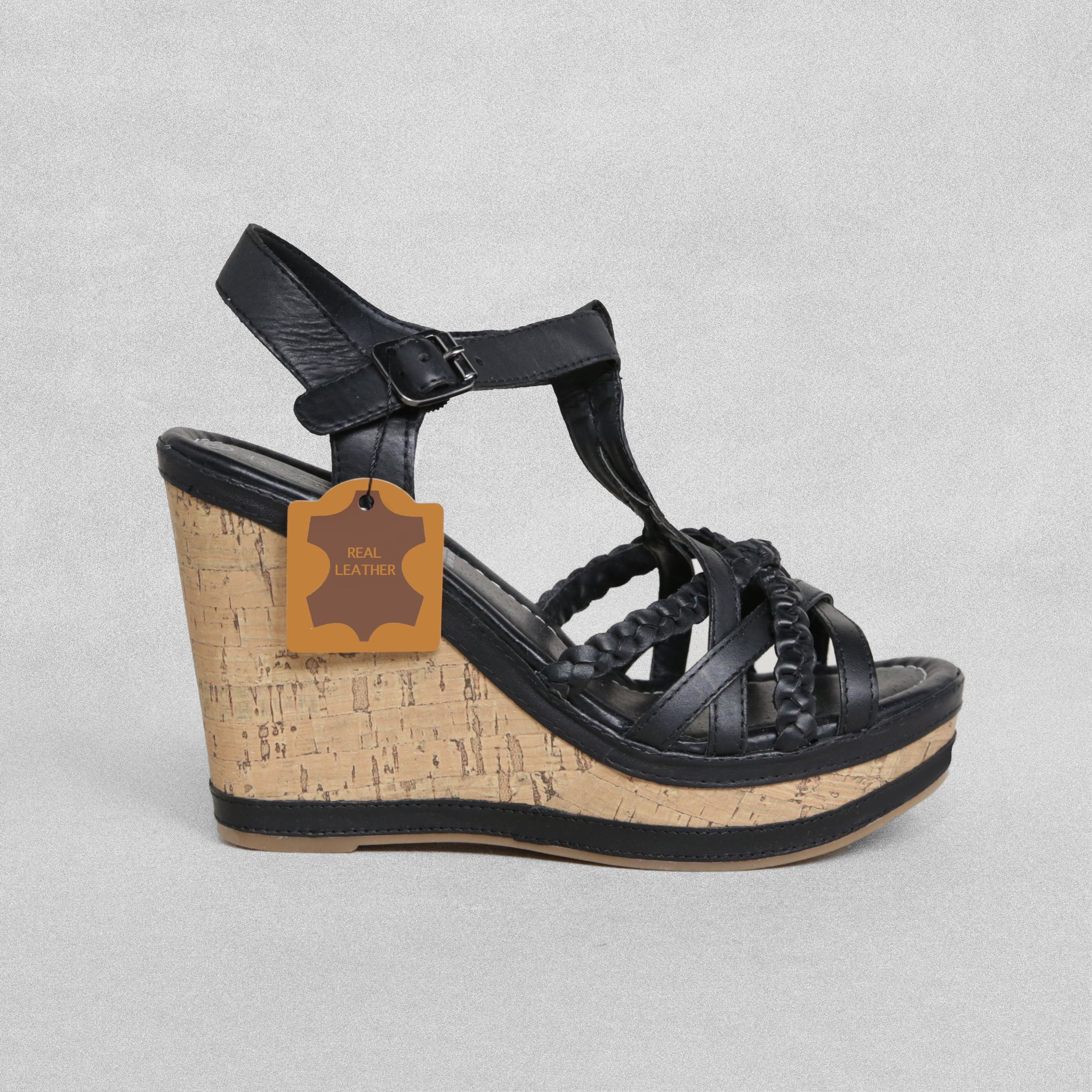 5th Avenue Black Wedge Sandals - Various Sizes Available