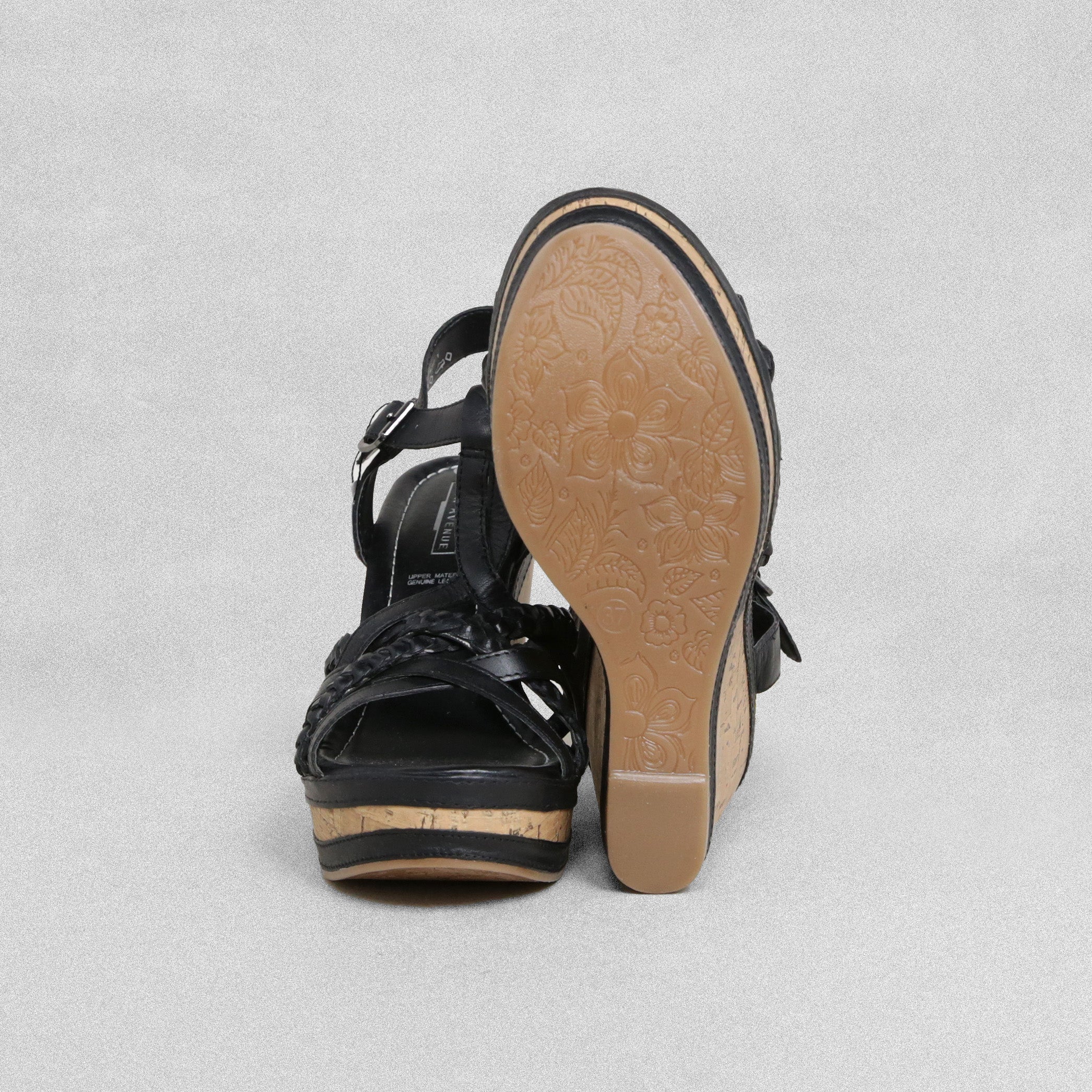 5th Avenue Black Wedge Sandals - Various Sizes Available