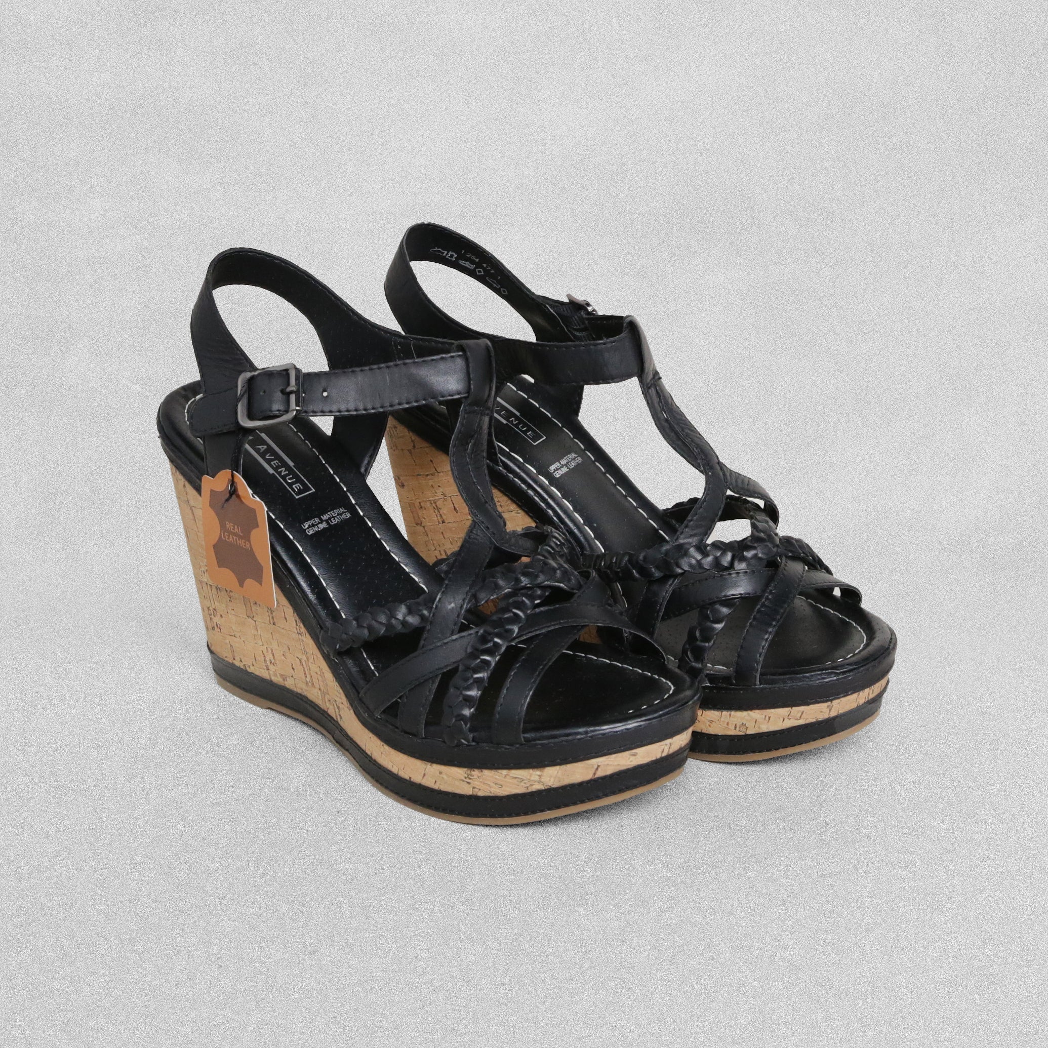 5th Avenue Black Wedge Sandals - Various Sizes Available