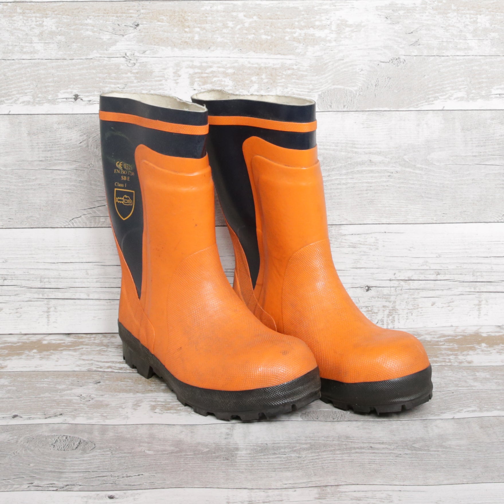 De-Branded Steel Toe Cap Chainsaw Class 1 Wellington Boots UK7.5