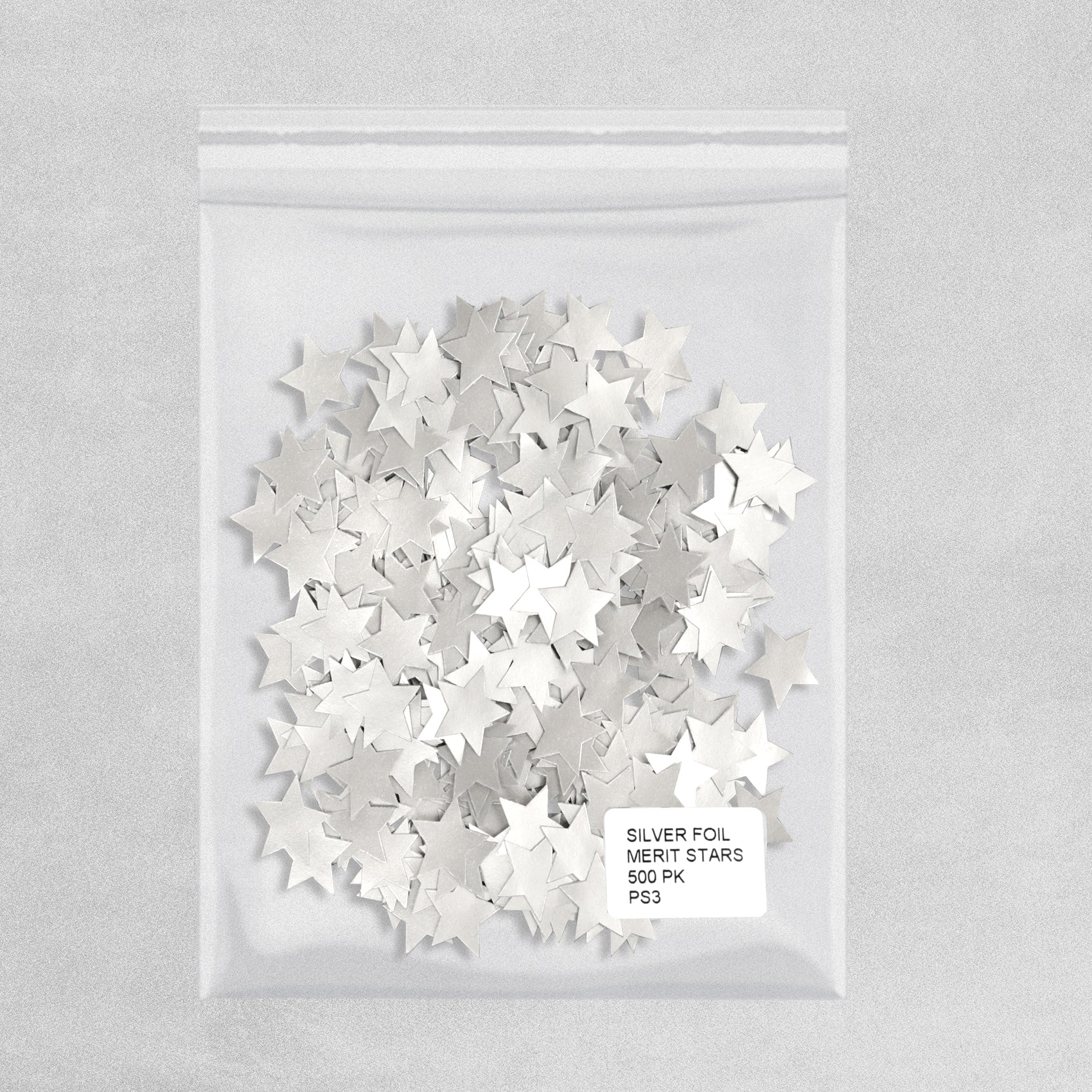 Silver Foil Merit Stars - 500pcs