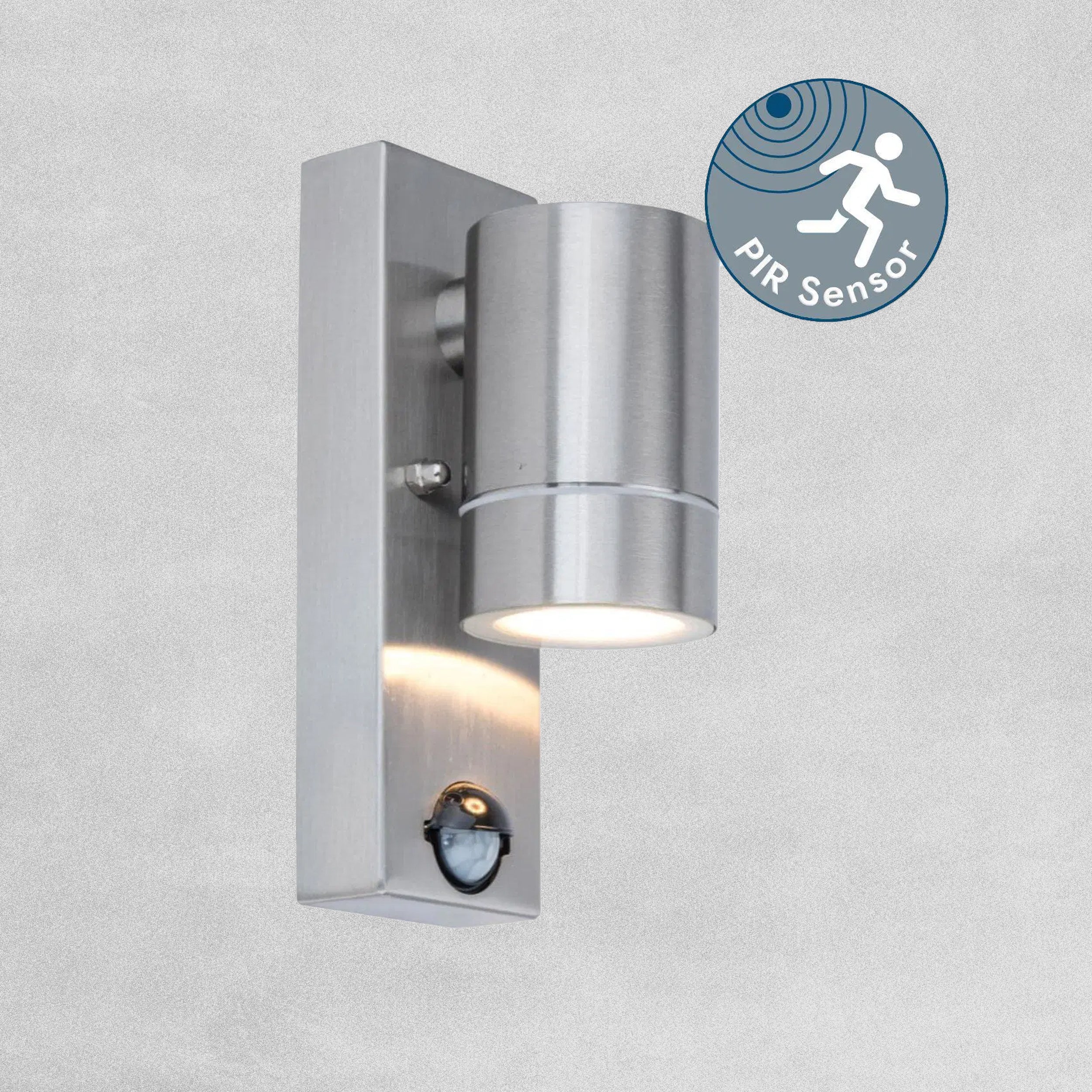 Lutec Rado Clear Glass Light IP44 Outdoor Sensor Wall Light - Stainless Steel