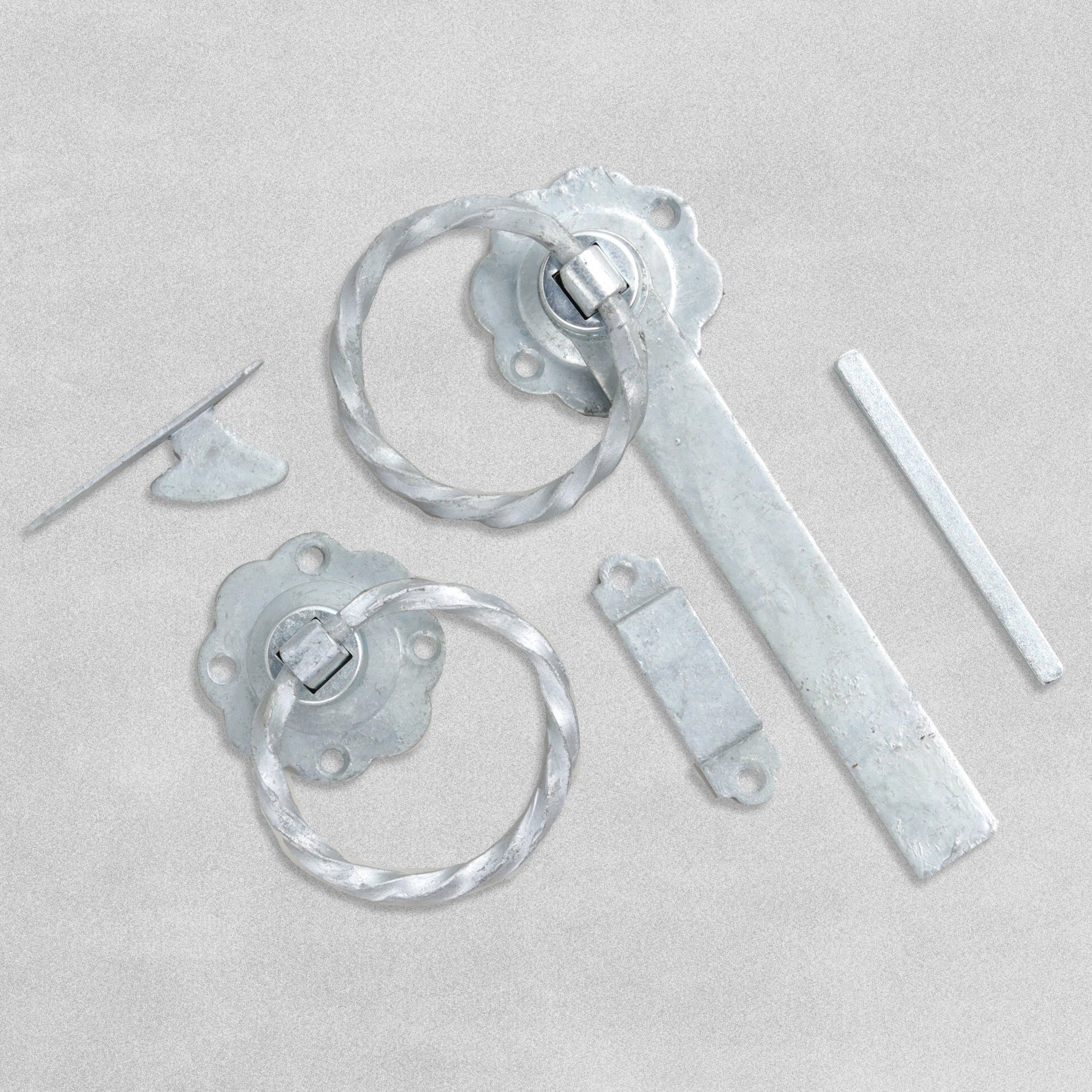 Twist Ring Handle Gate Latch Set Galvanised - 180mm