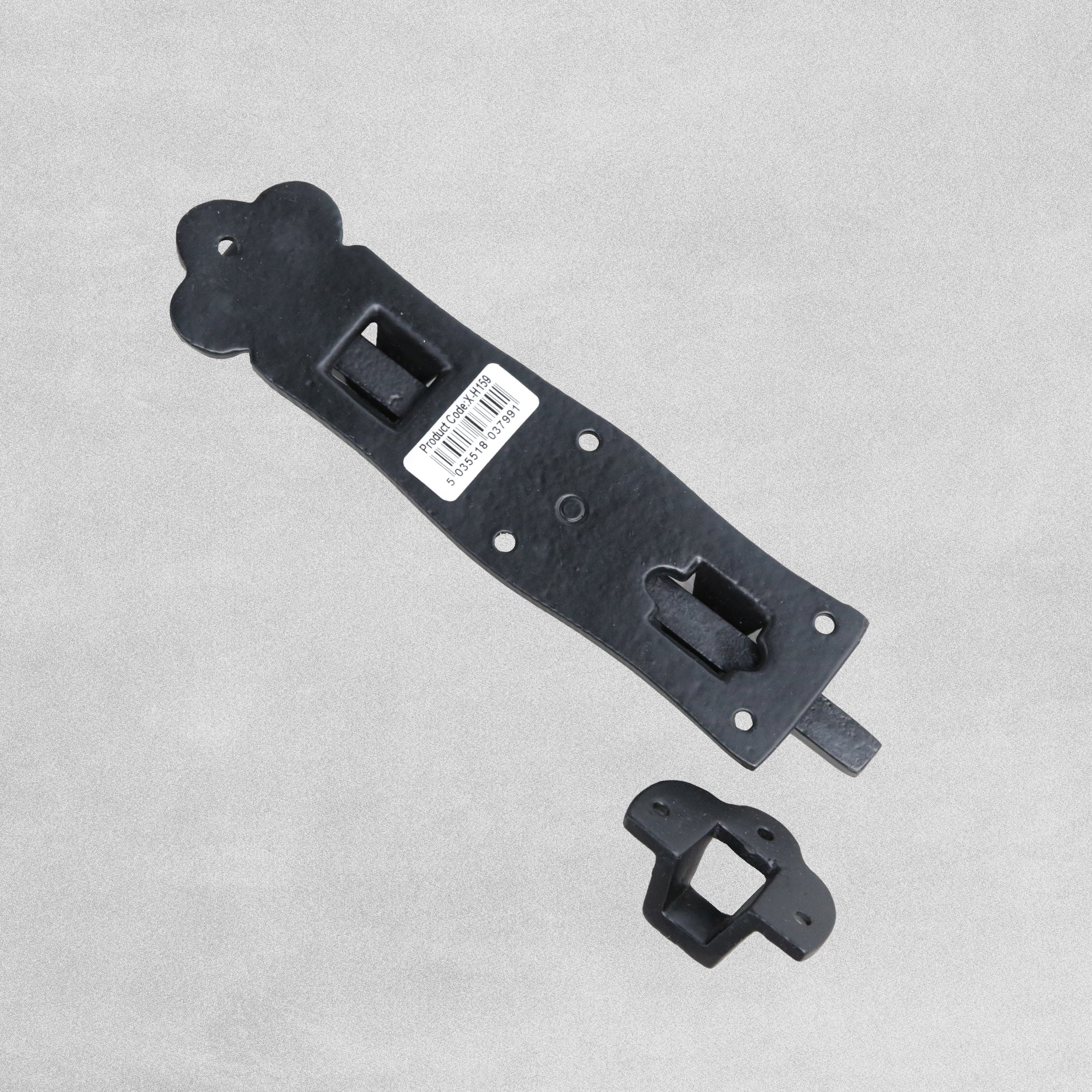 8" Black Scroll Style Straight Door Bolt - 200mm