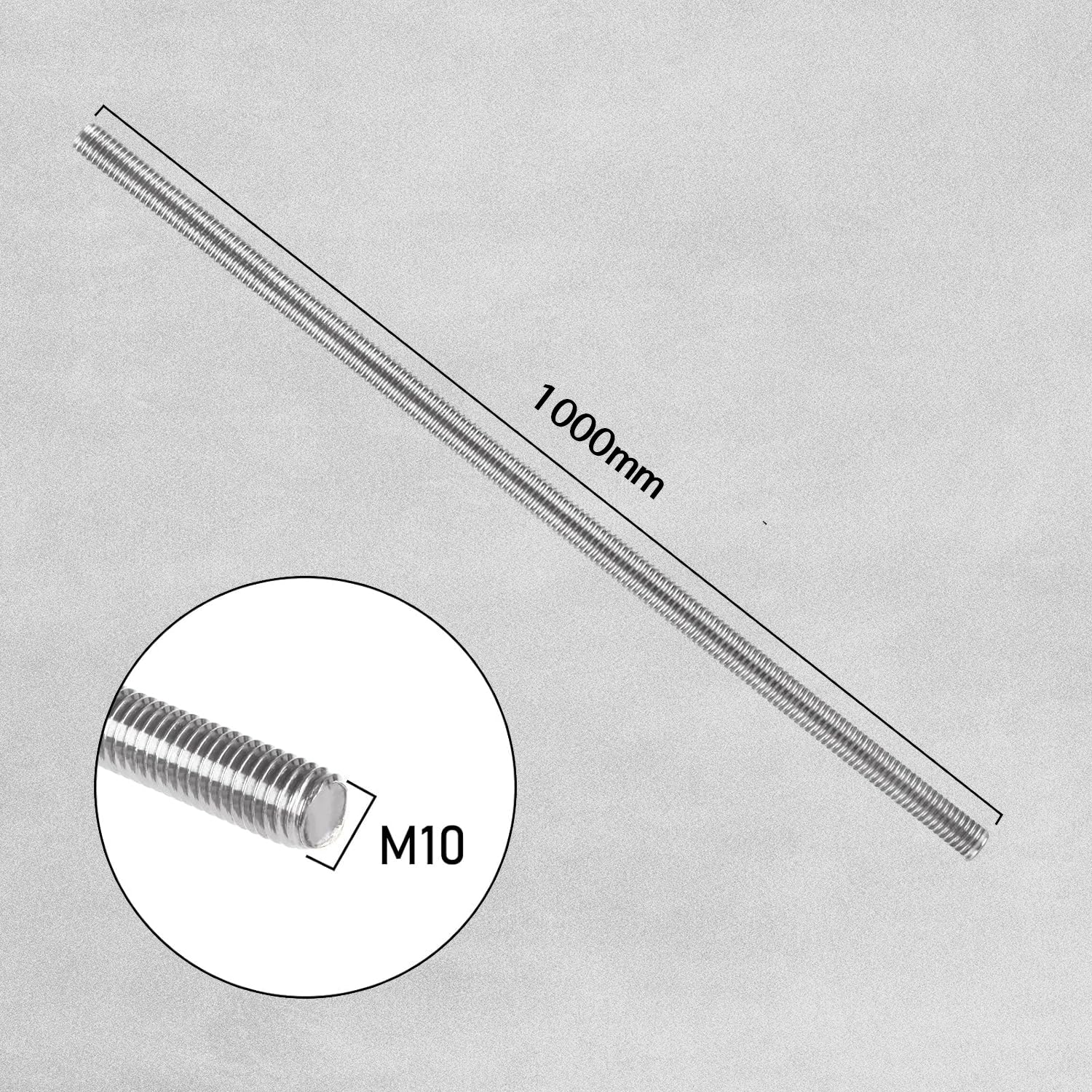 Threaded Rod Steel Studding Bar M6, M8, M10, M12 Zinc Plated 1 Metre