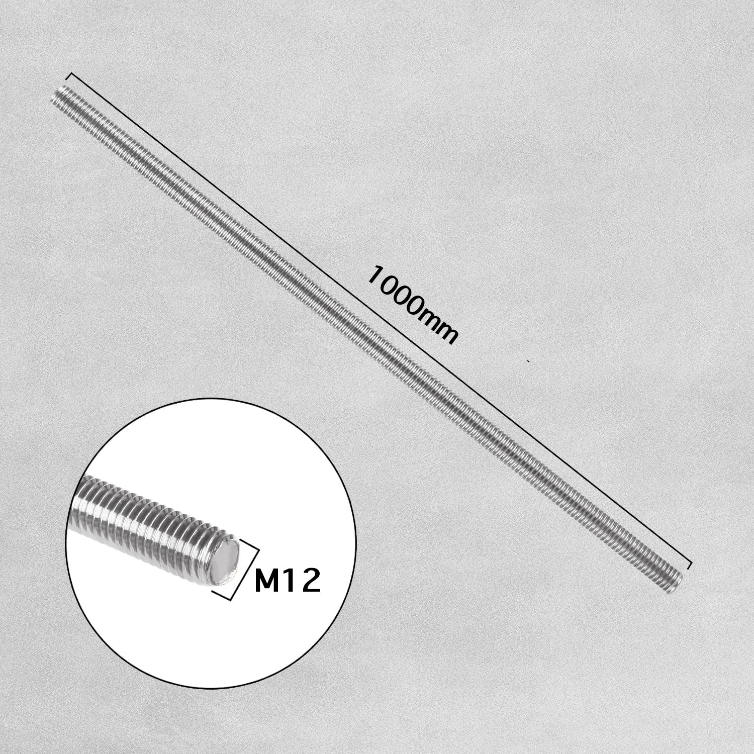 Threaded Rod Steel Studding Bar M6, M8, M10, M12 Zinc Plated 1 Metre