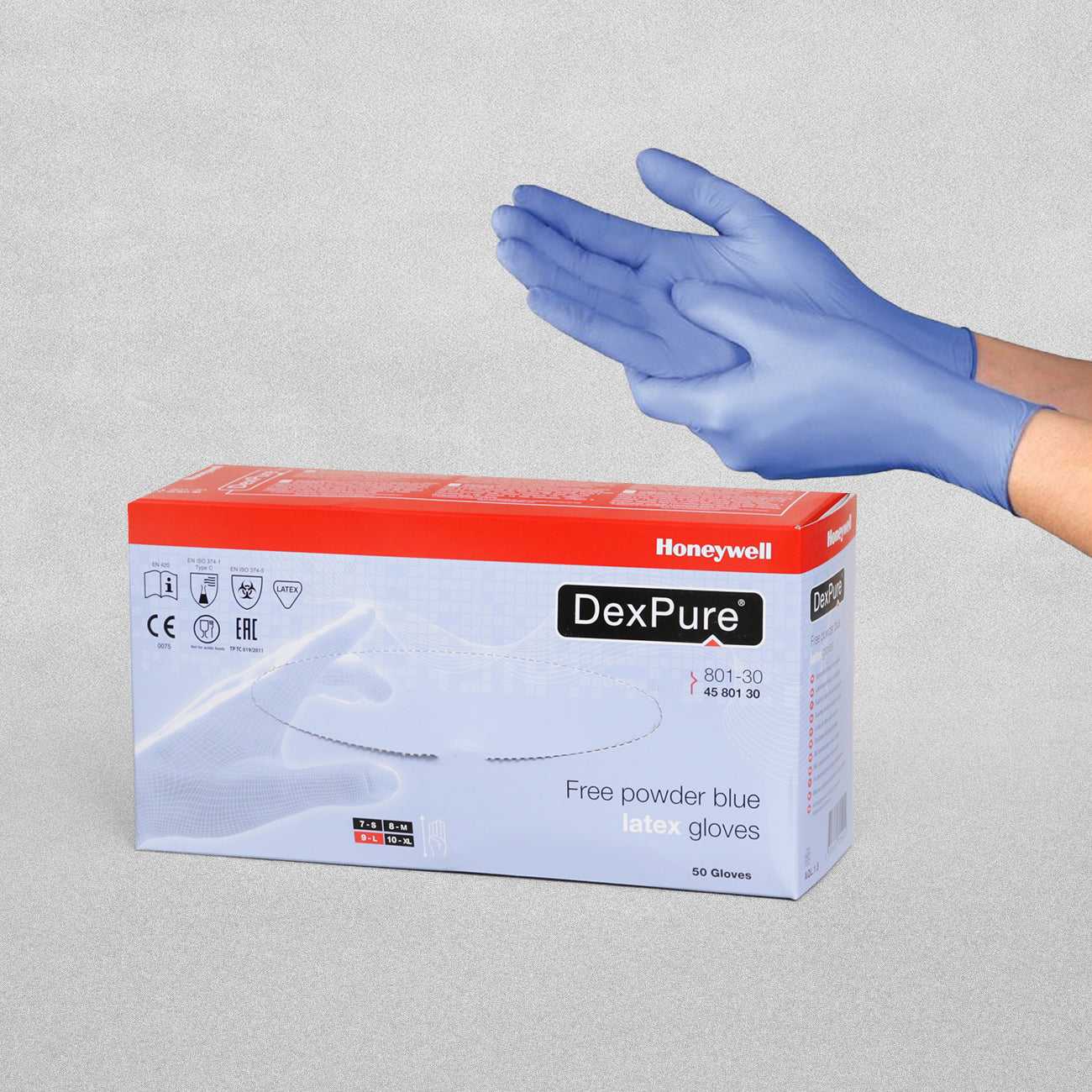 Honeywell DexPure Non Powered Blue Latex Gloves - 50 Gloves - Large