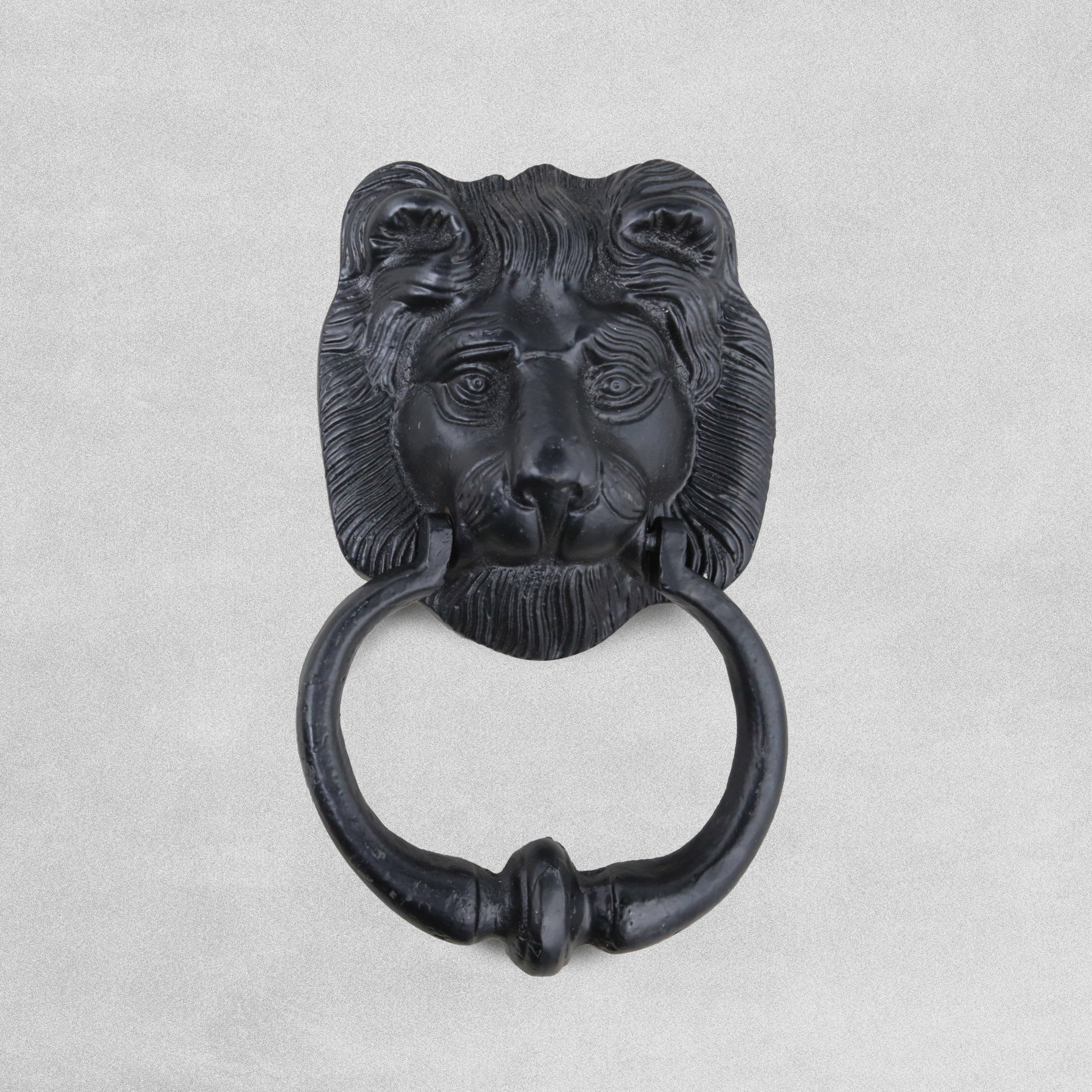 Sandleford Lion Head Door Knocker - Antique Black Iron