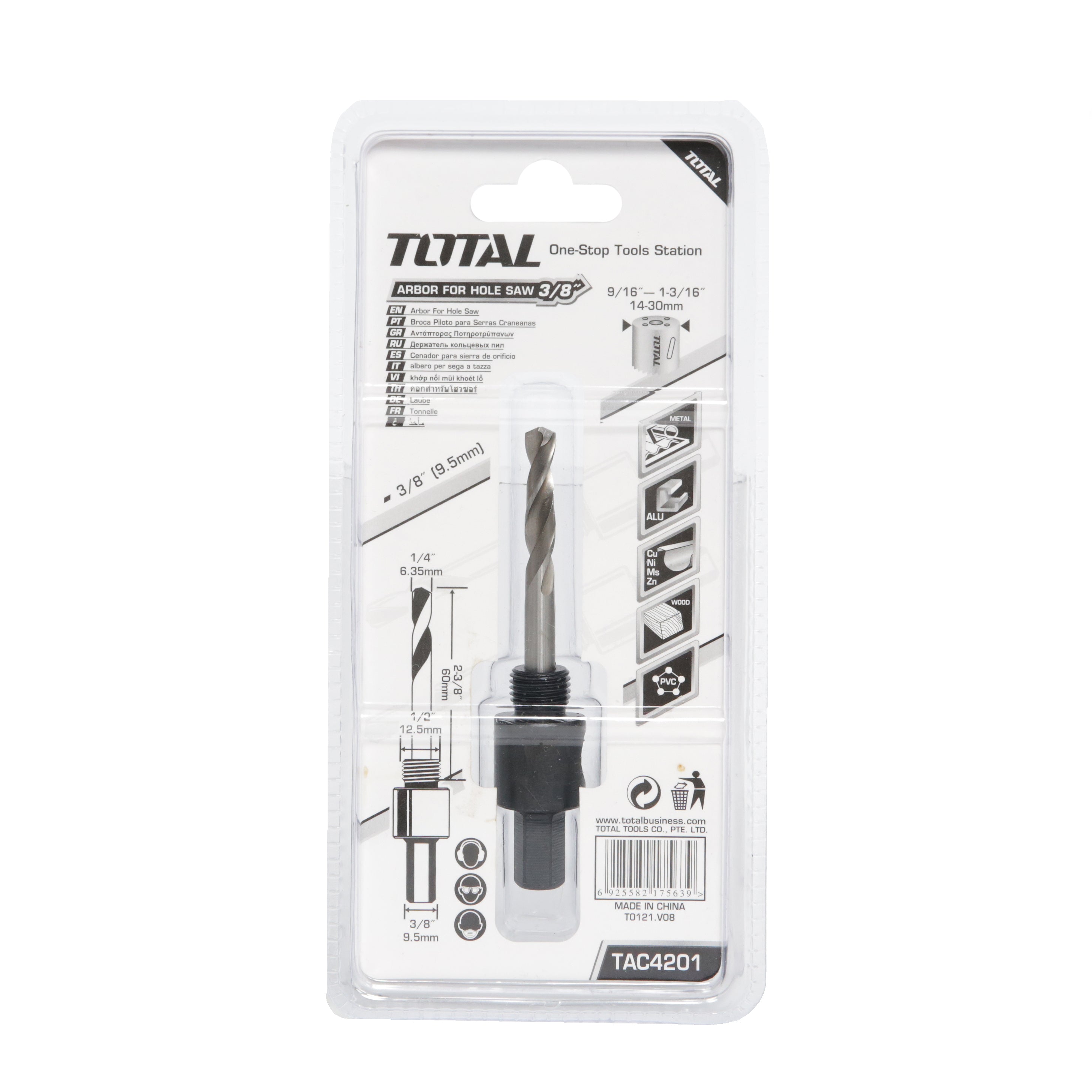 Total Arbor for Hole Saw - 3/8" Hex - TAC4201