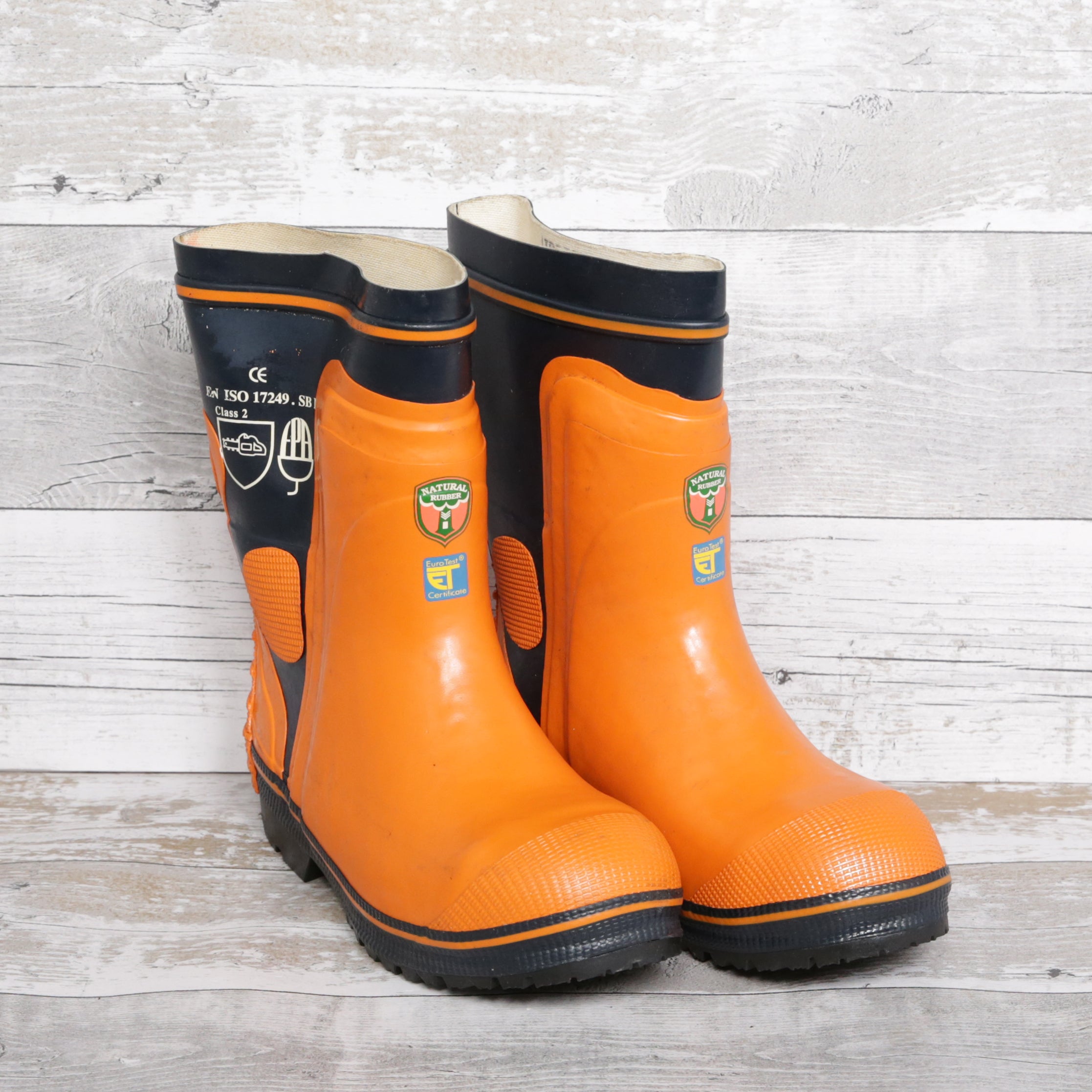 De-Branded Steel Toe Cap Chainsaw Class 2 Wellington Boots UK 6.5