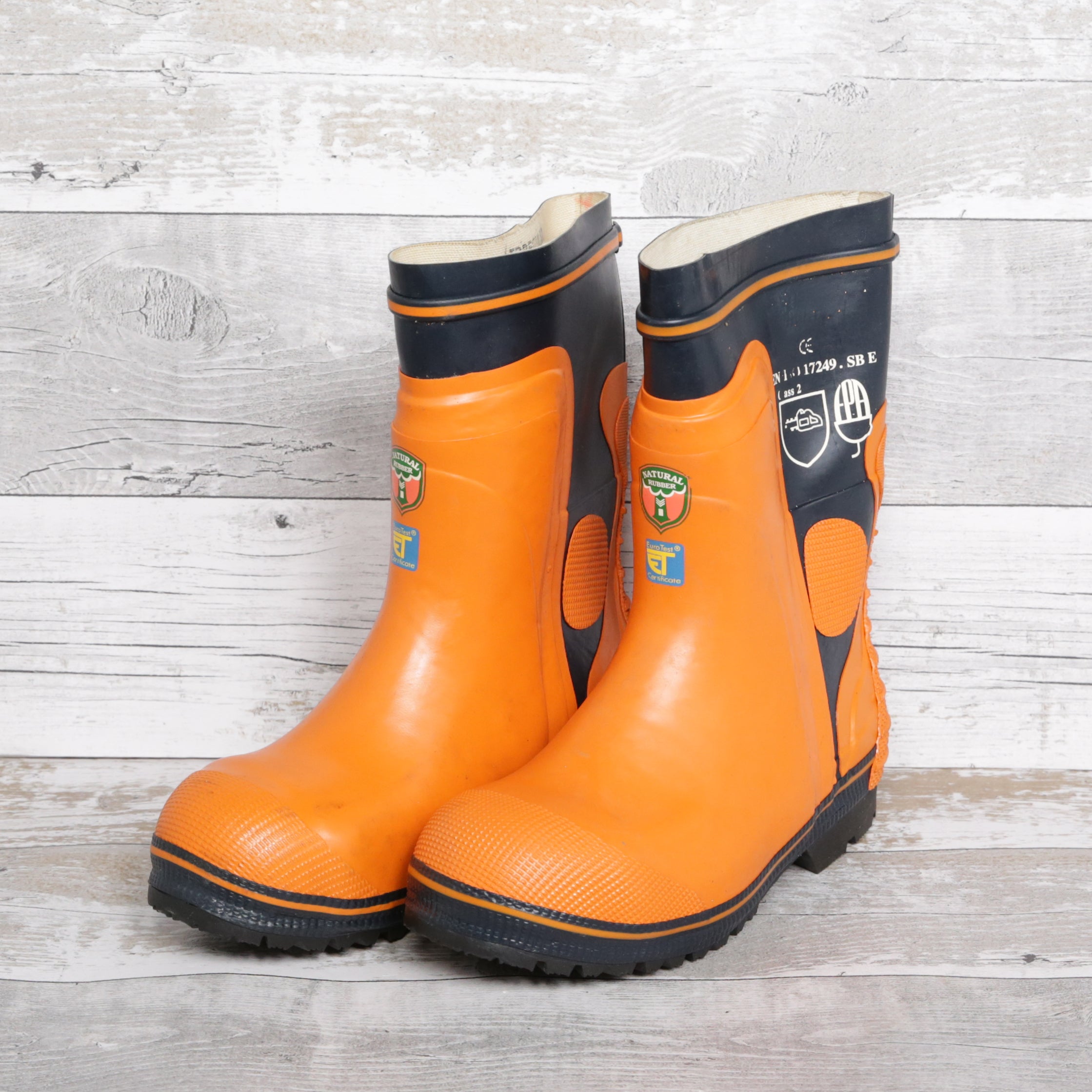 De-Branded Steel Toe Cap Chainsaw Class 2 Wellington Boots UK 6.5