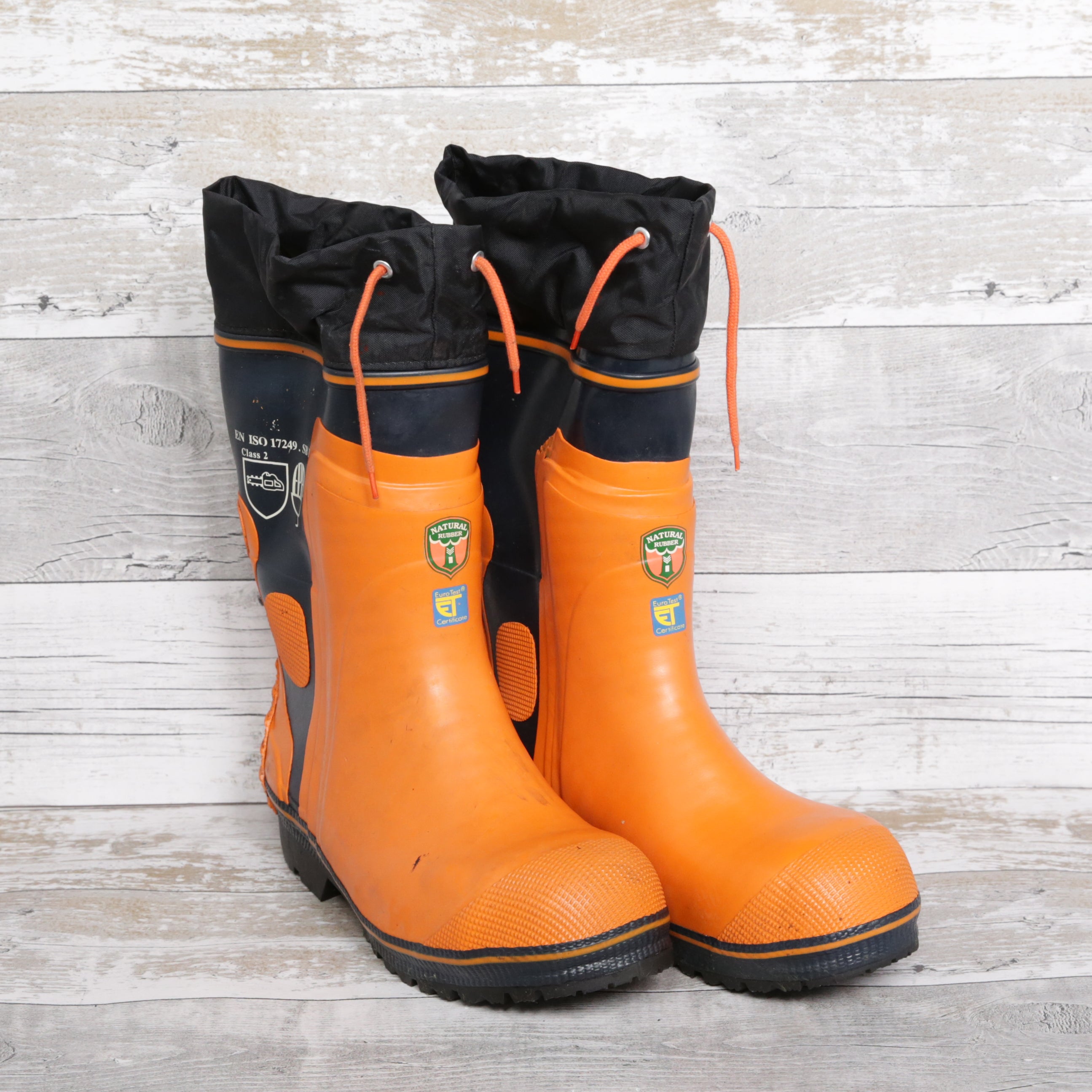 De-Branded Steel Toe Cap Chainsaw Class 2 Wellington Boots UK 9